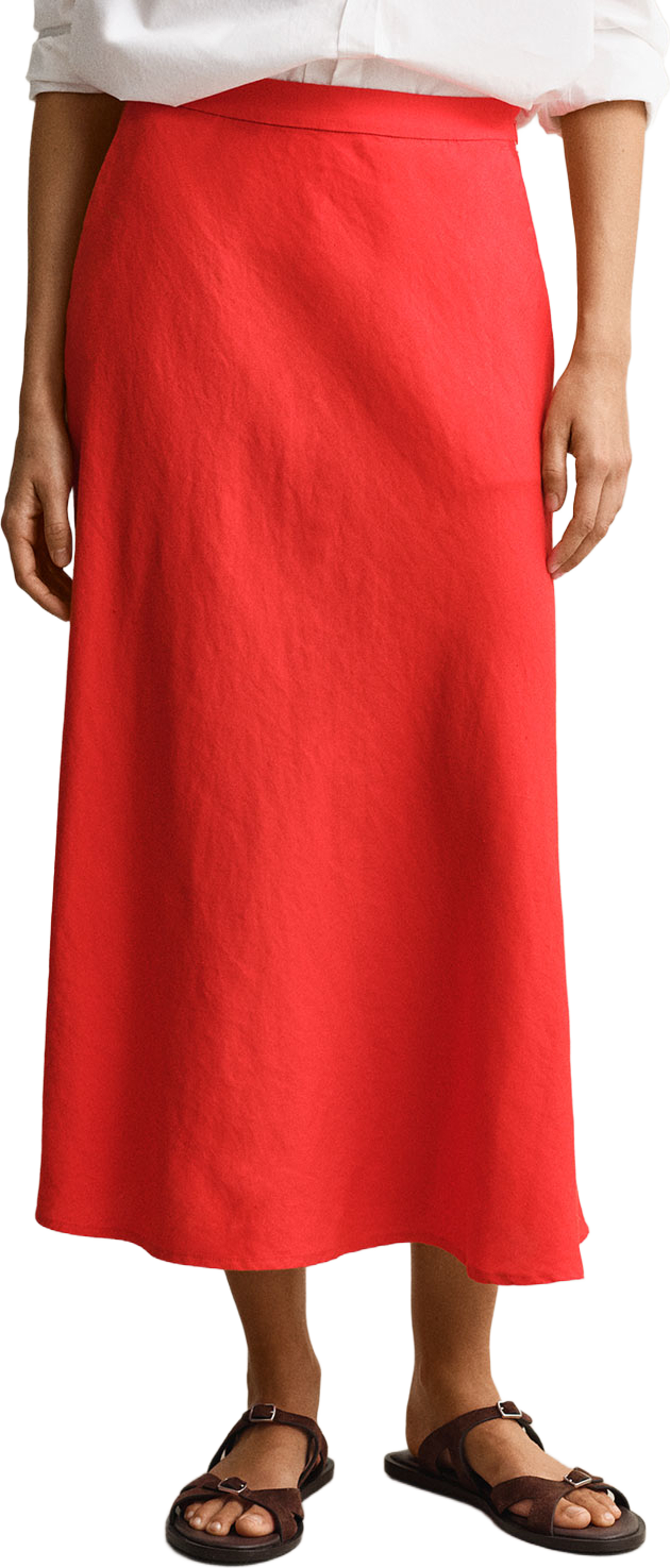 Flared Linen Blend Skirt, från GANT, i färgen Perfect Red. Klicka för att öppna bilden i stort format