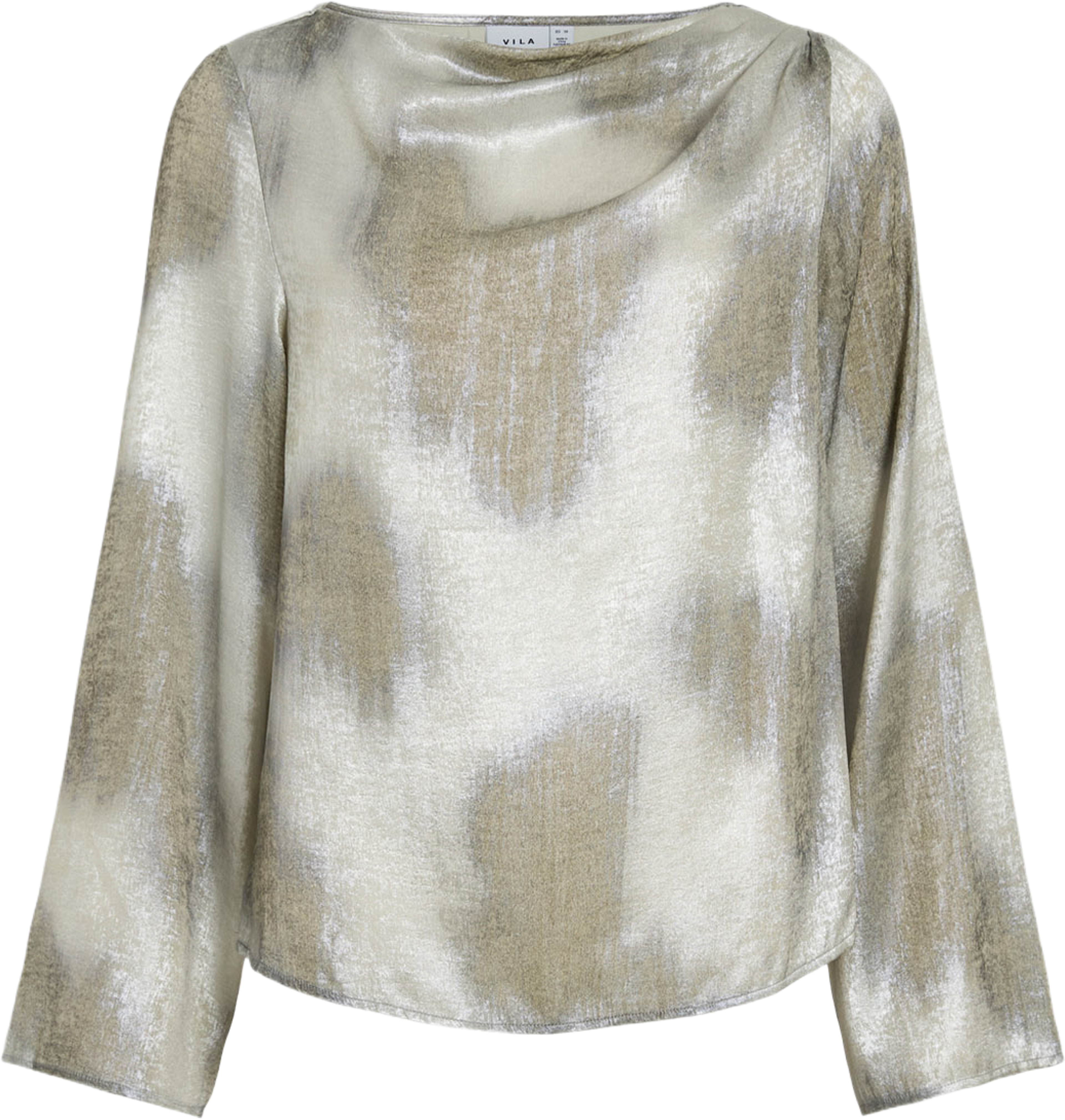 VILYDIA L/S TOP, från Vila, i färgen Smoke Green Grey/Birch Shimmer. Klicka för att öppna bilden i stort format