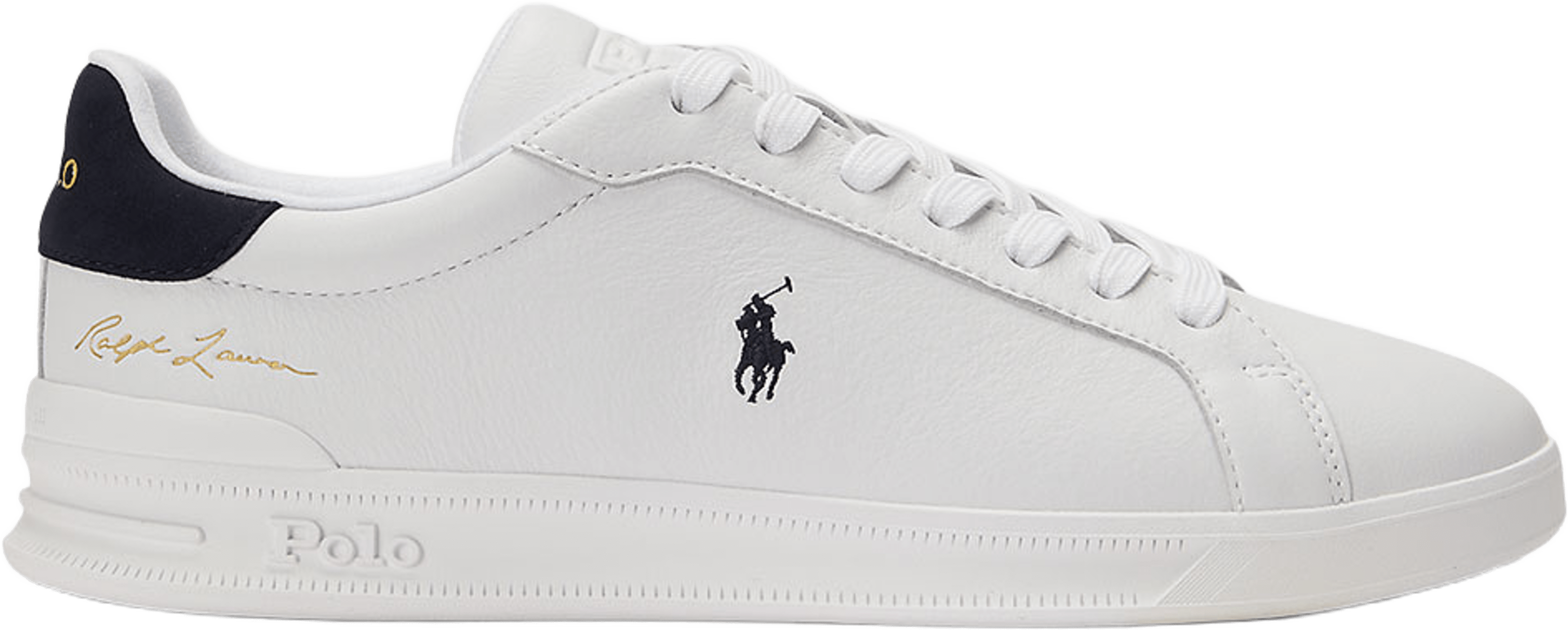 Heritage Court II Leather Sneaker, från Ralph Lauren, i färgen White/Hunter Navy. Klicka för att öppna bilden i stort format