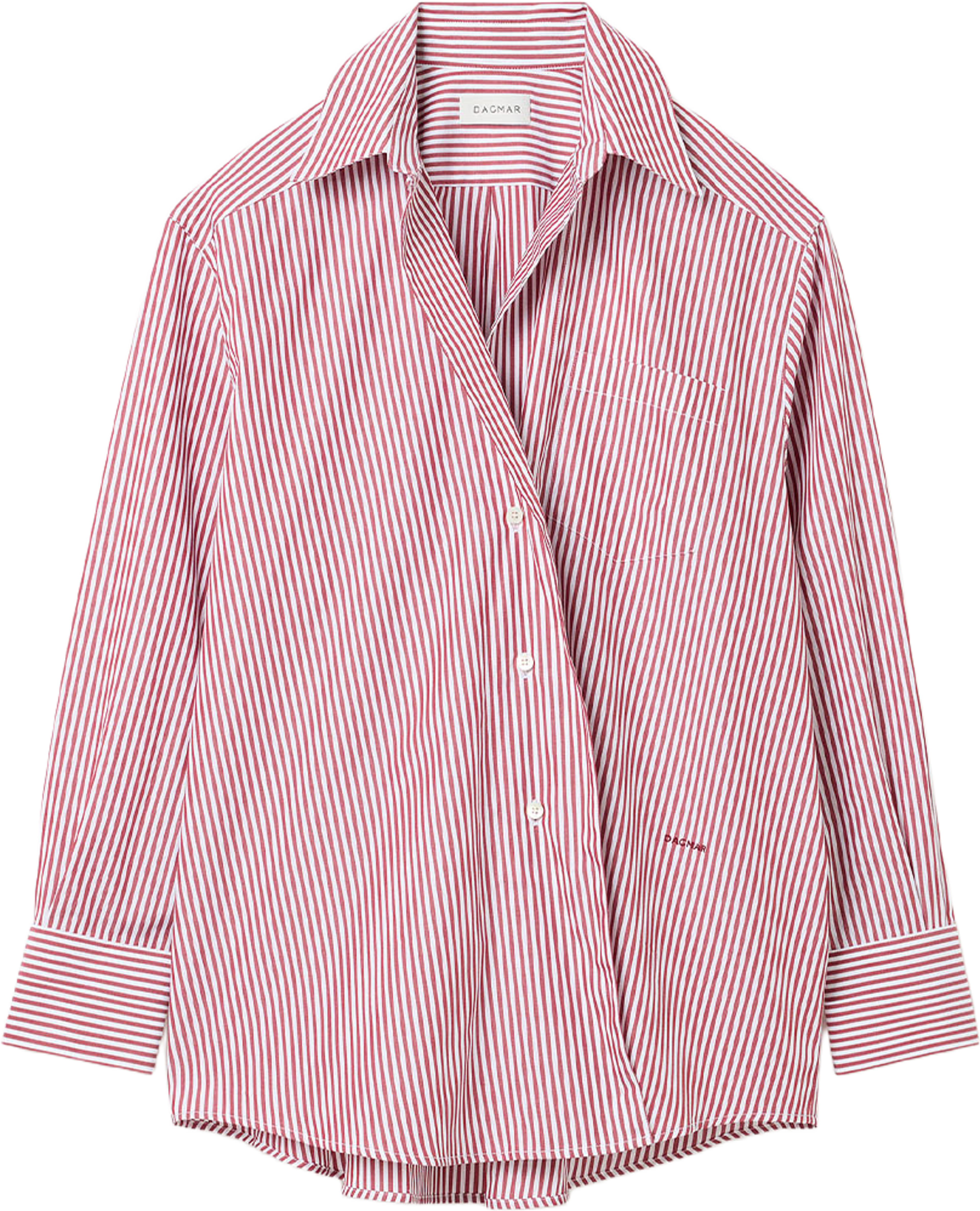 ASYMMETRIC SHIRT, från Dagmar, i färgen Red Stripe. Klicka för att öppna bilden i stort format