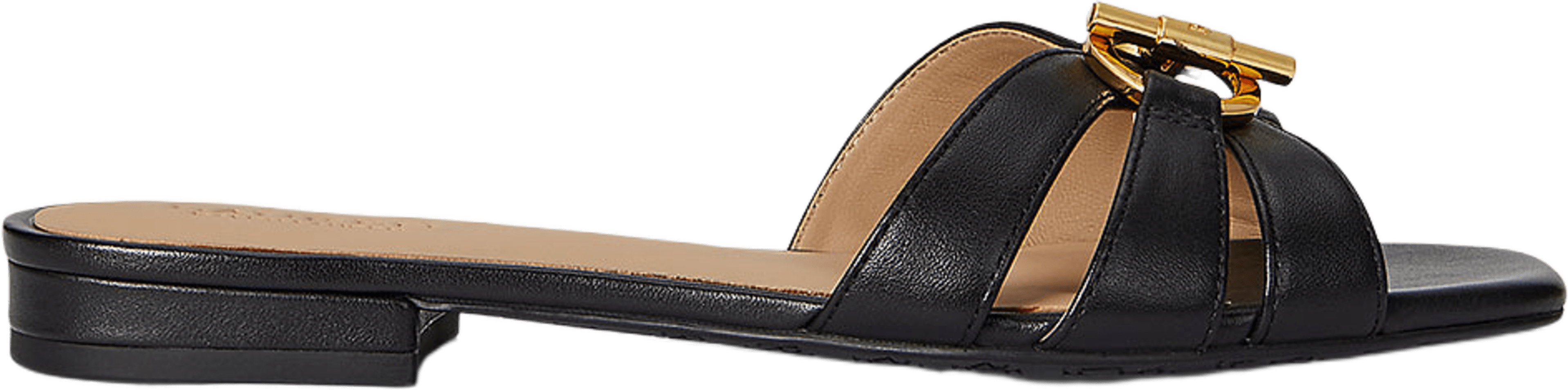 Blaike Nappa Leather Slide Sandal, från Lauren Ralph Lauren, i färgen Black. Klicka för att öppna bilden i stort format