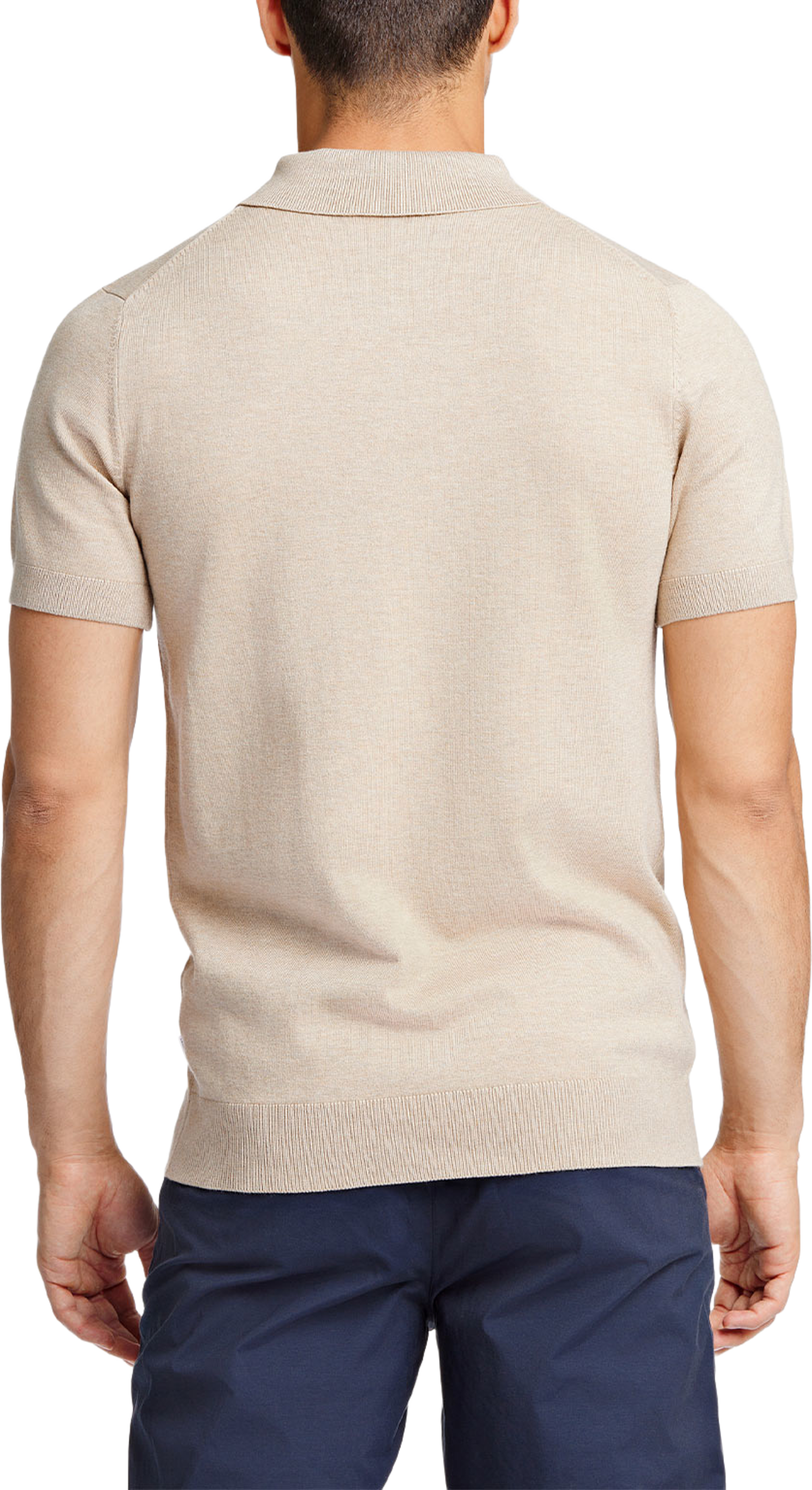 Ecovero S/S polo Knit, från Lindbergh, i färgen Sand Mel. Klicka för att öppna bilden i stort format