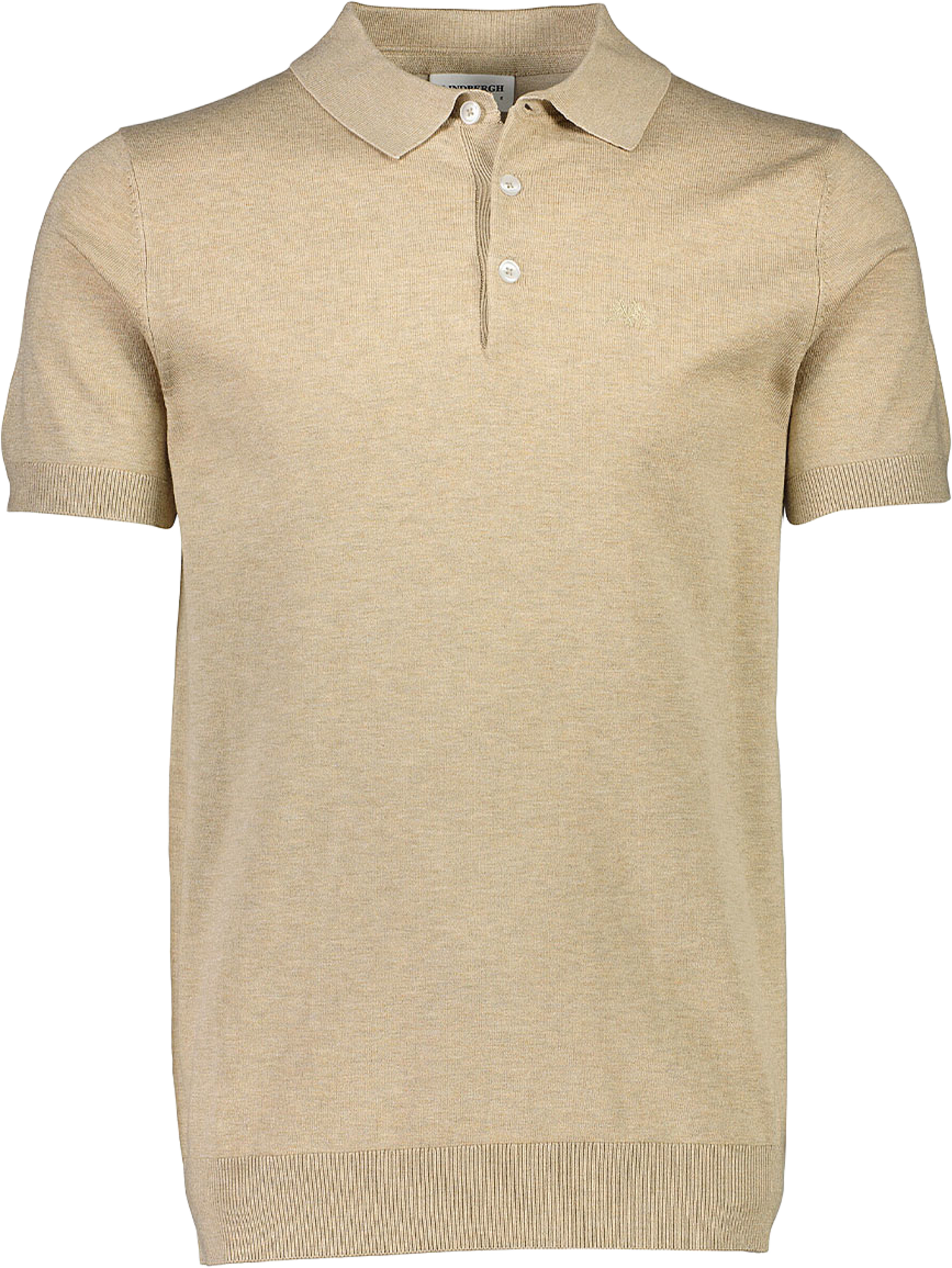 Ecovero S/S polo Knit, från Lindbergh, i färgen Sand Mel. Klicka för att öppna bilden i stort format