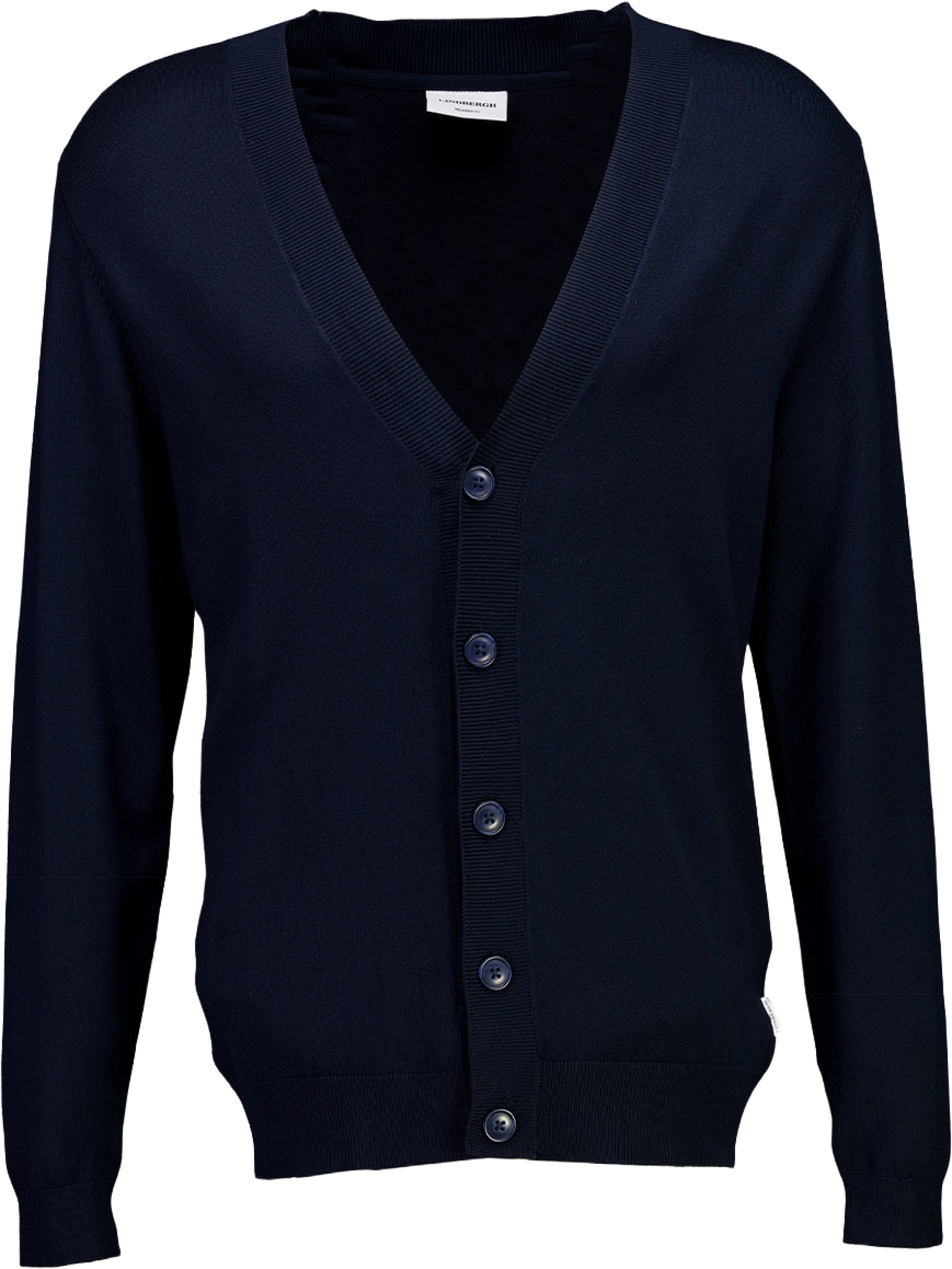 Ecovero v-neck button cardigan Knit, från Lindbergh, i färgen Navy. Klicka för att öppna bilden i stort format