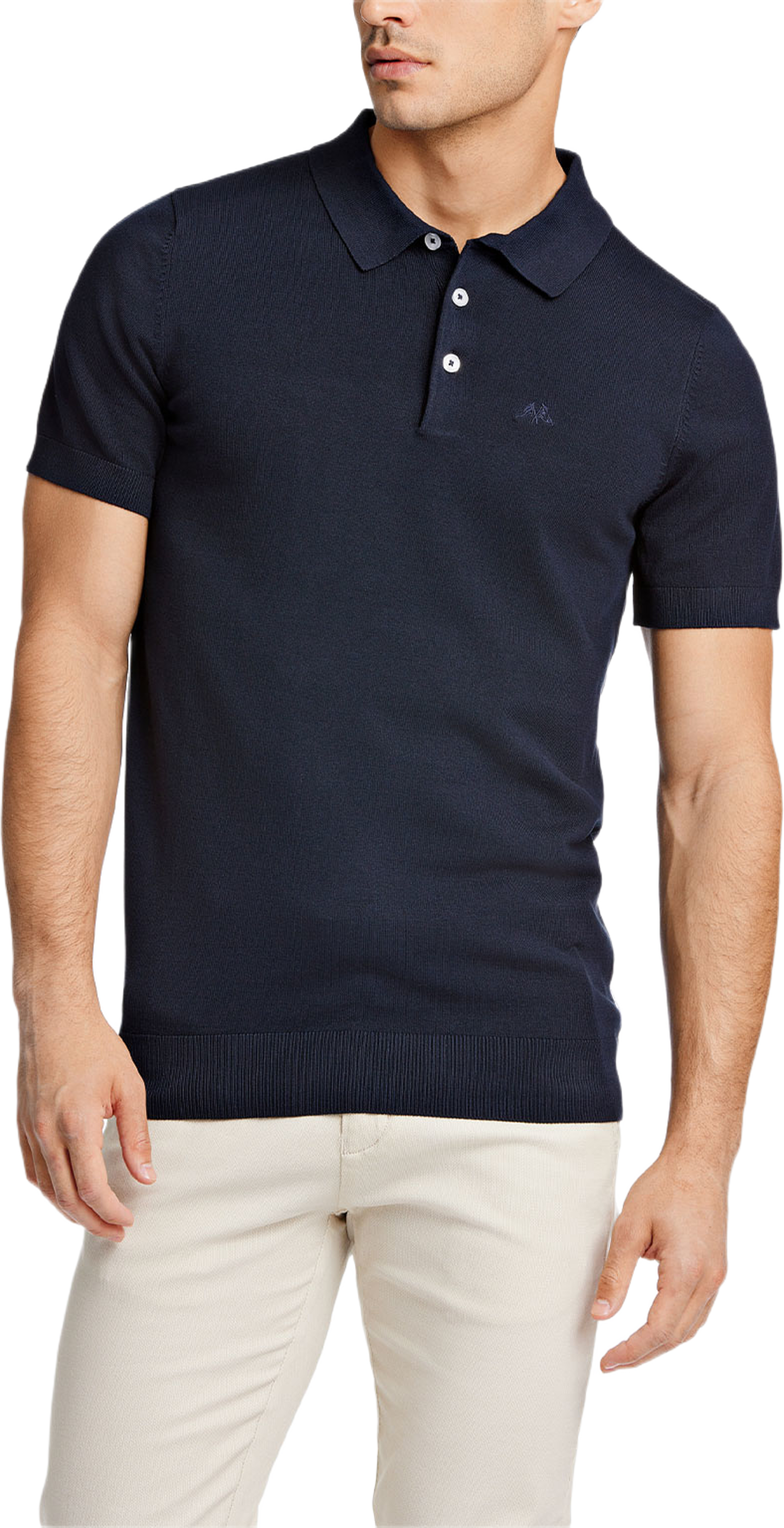 Ecovero S/S polo Knit, från Lindbergh, i färgen Navy. Klicka för att öppna bilden i stort format