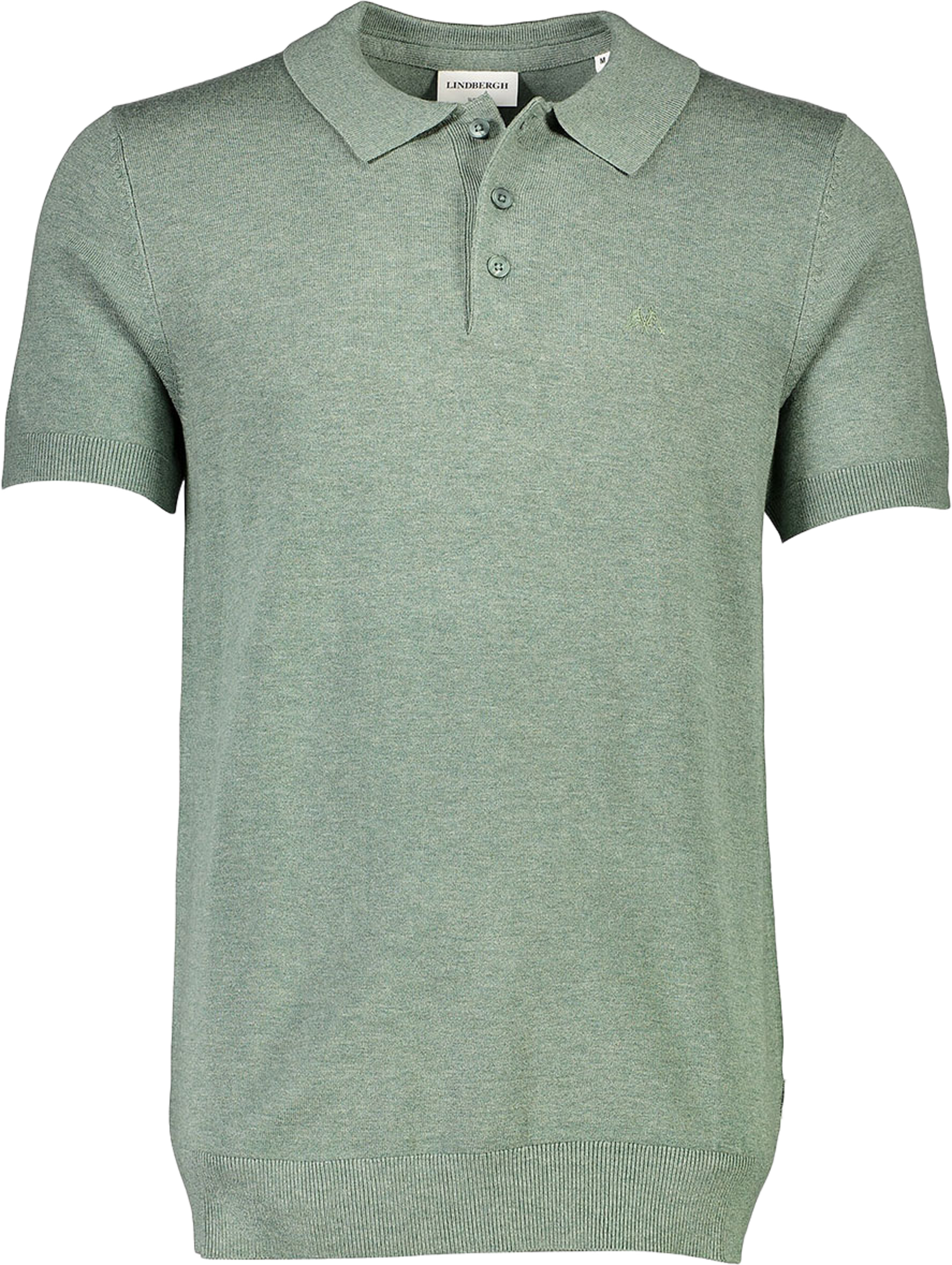 Ecovero S/S polo Knit, från Lindbergh, i färgen Jade Green Mel. Klicka för att öppna bilden i stort format