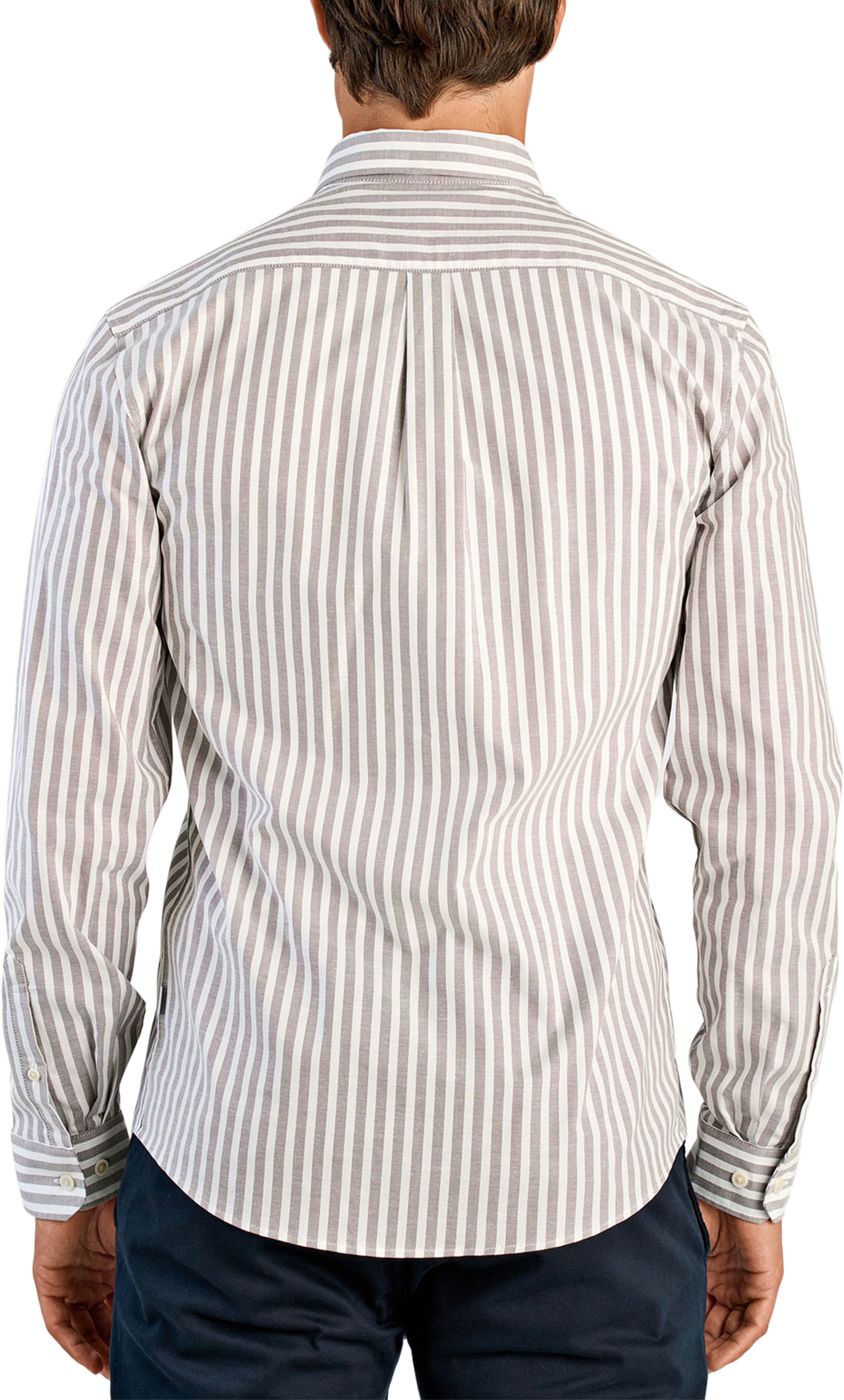 Striped Superflex Oxford L/S, från Lindbergh, i färgen Dk Stone. Klicka för att öppna bilden i stort format