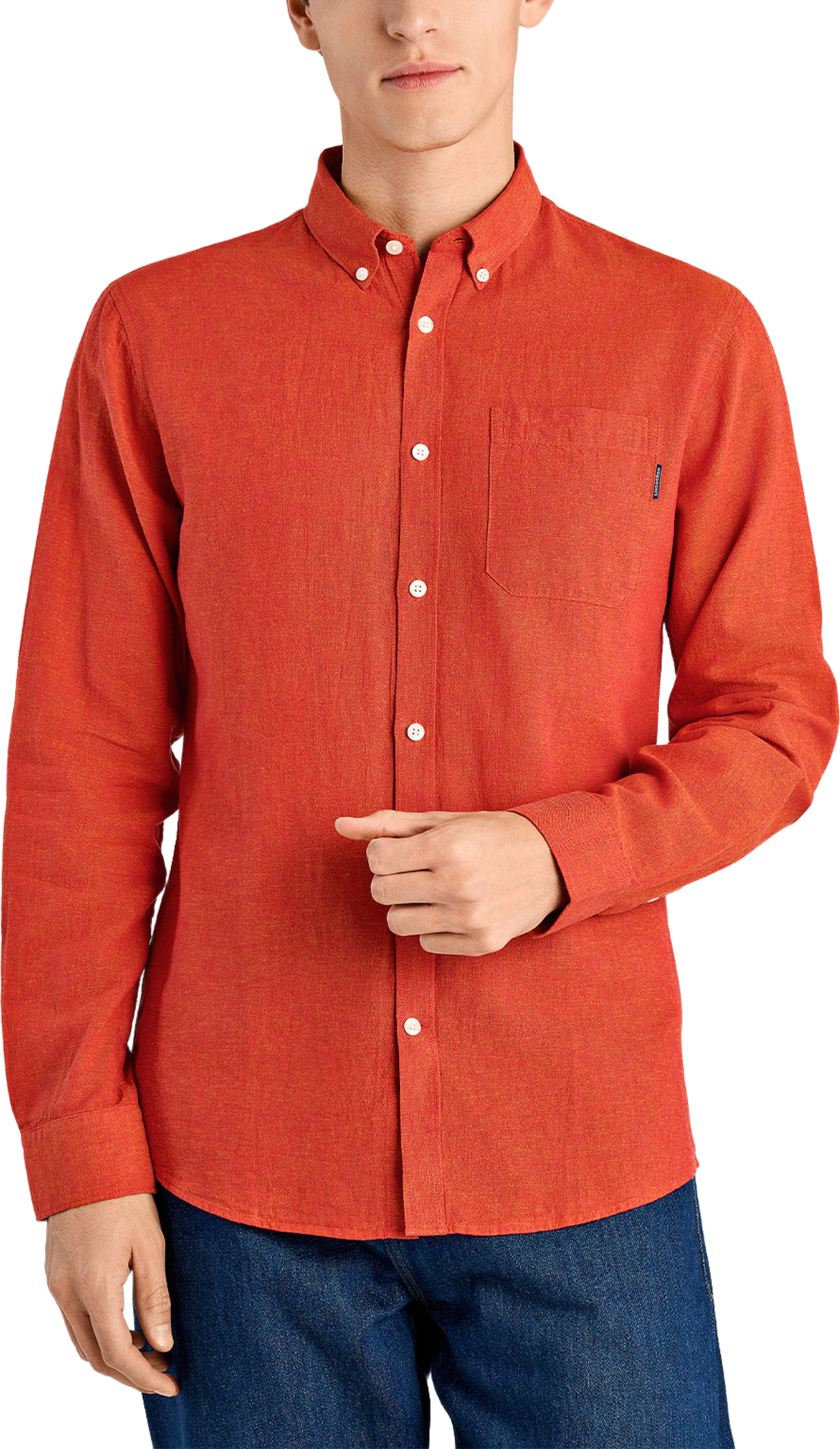 Lindbergh Shirt L/S, från Lindbergh, i färgen Coral Orange. Klicka för att öppna bilden i stort format