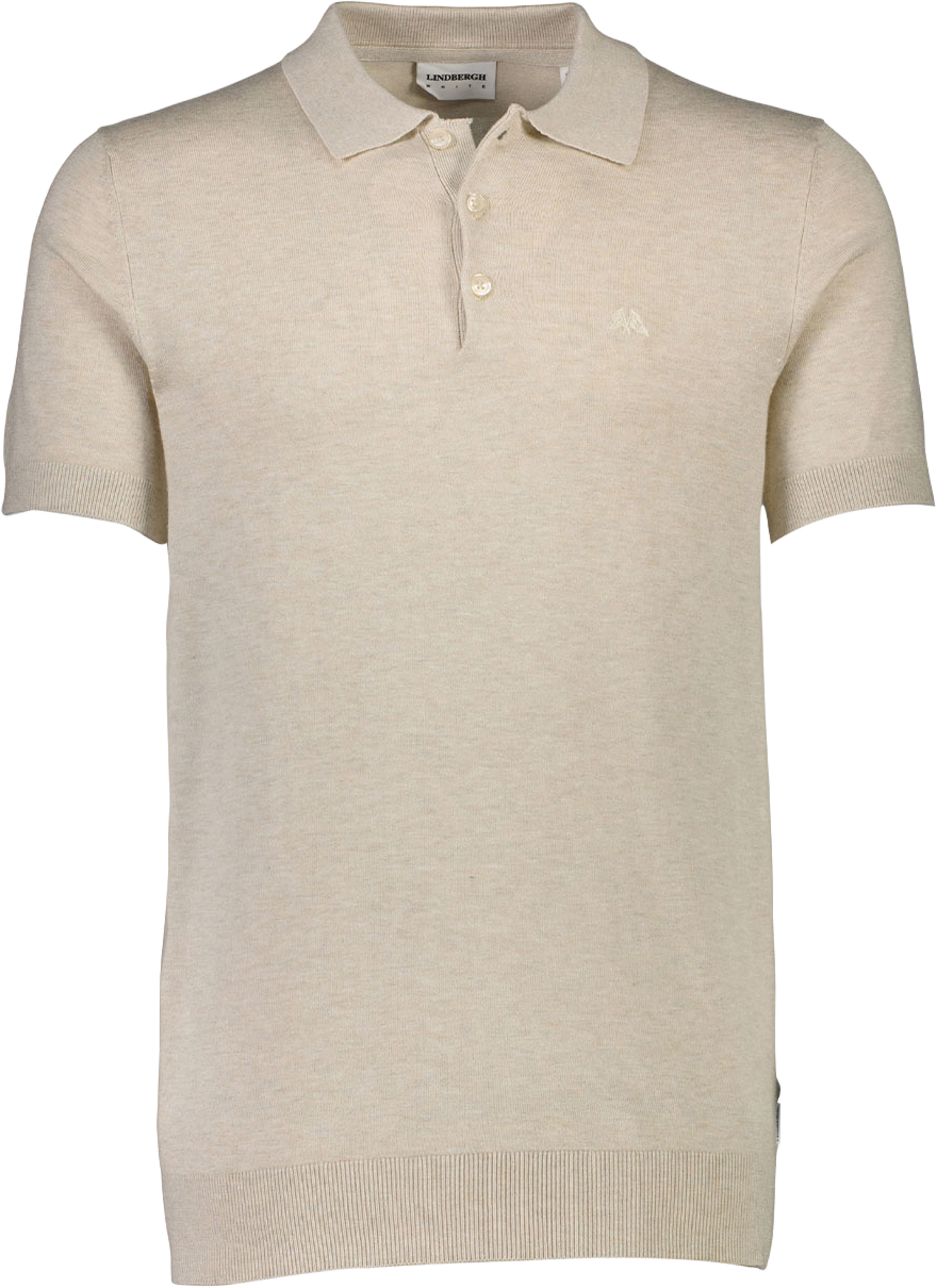 Ecovero S/S polo Knit, från Lindbergh, i färgen Off White Mel. Klicka för att öppna bilden i stort format