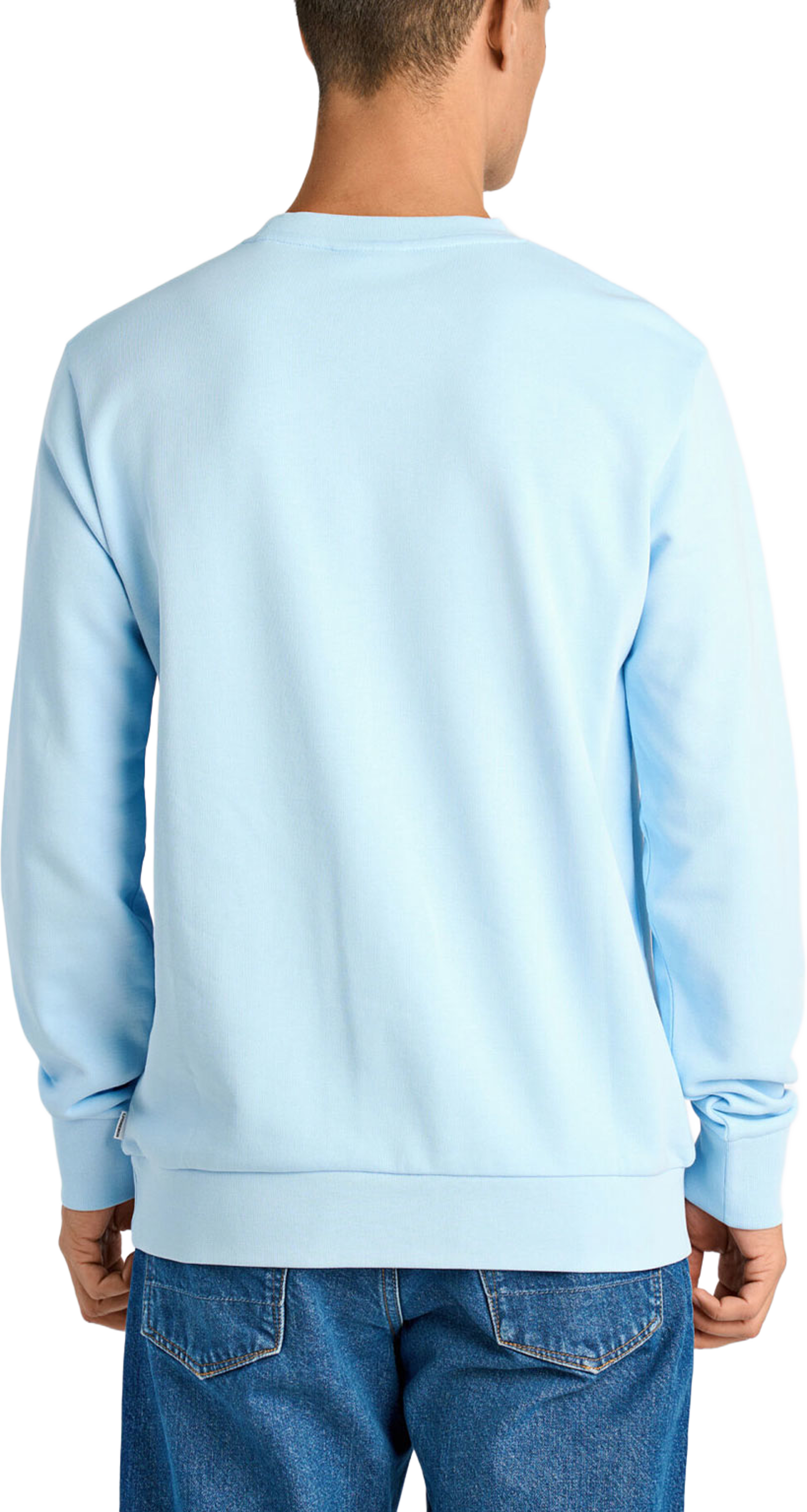 Logo Chest Print O-Neck Sweat, från Lindbergh, i färgen Blue Breeze. Klicka för att öppna bilden i stort format