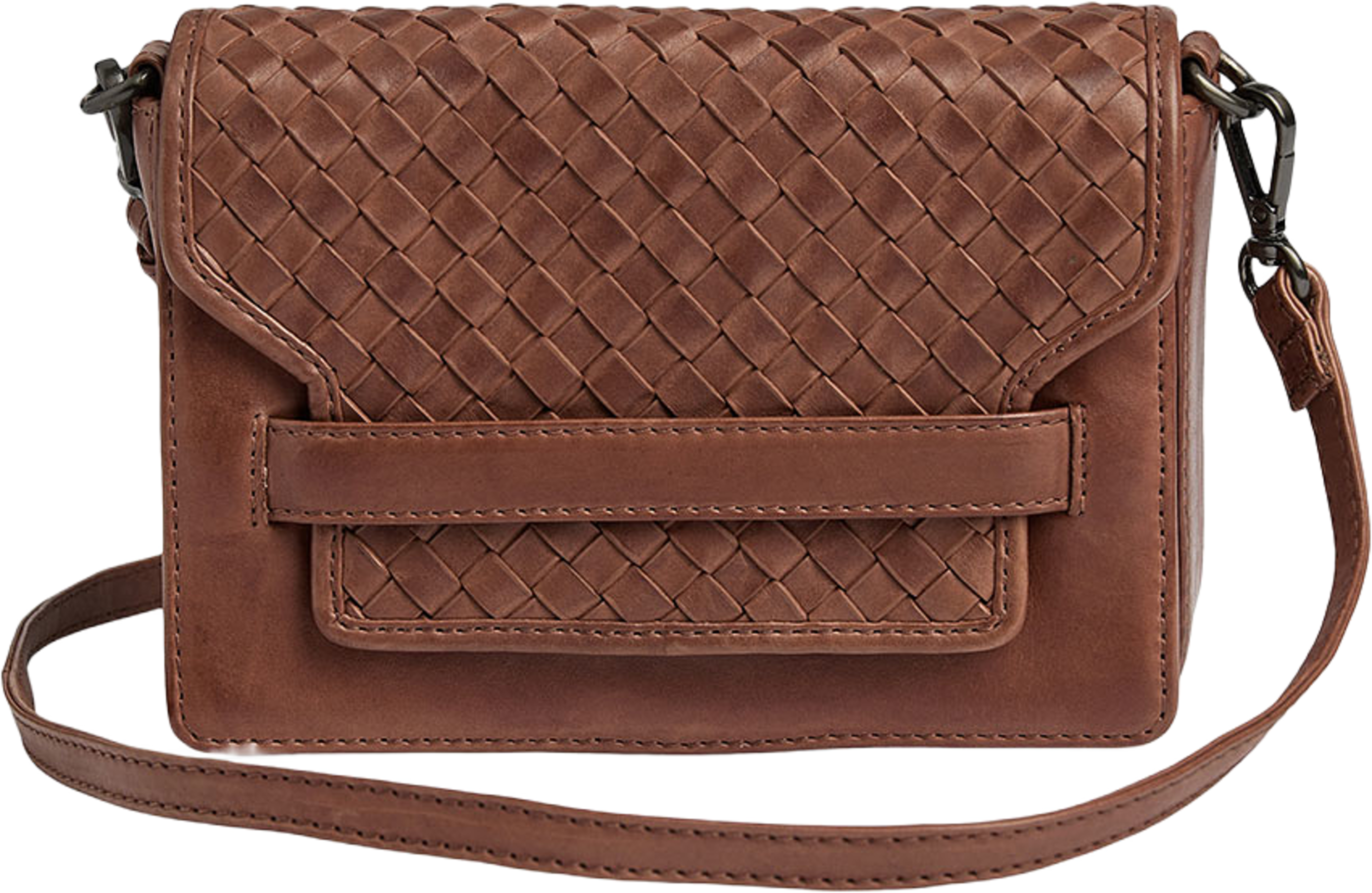 Vanya Crossbodu Bag Weave, från Markberg, i färgen Cognac. Klicka för att öppna bilden i stort format