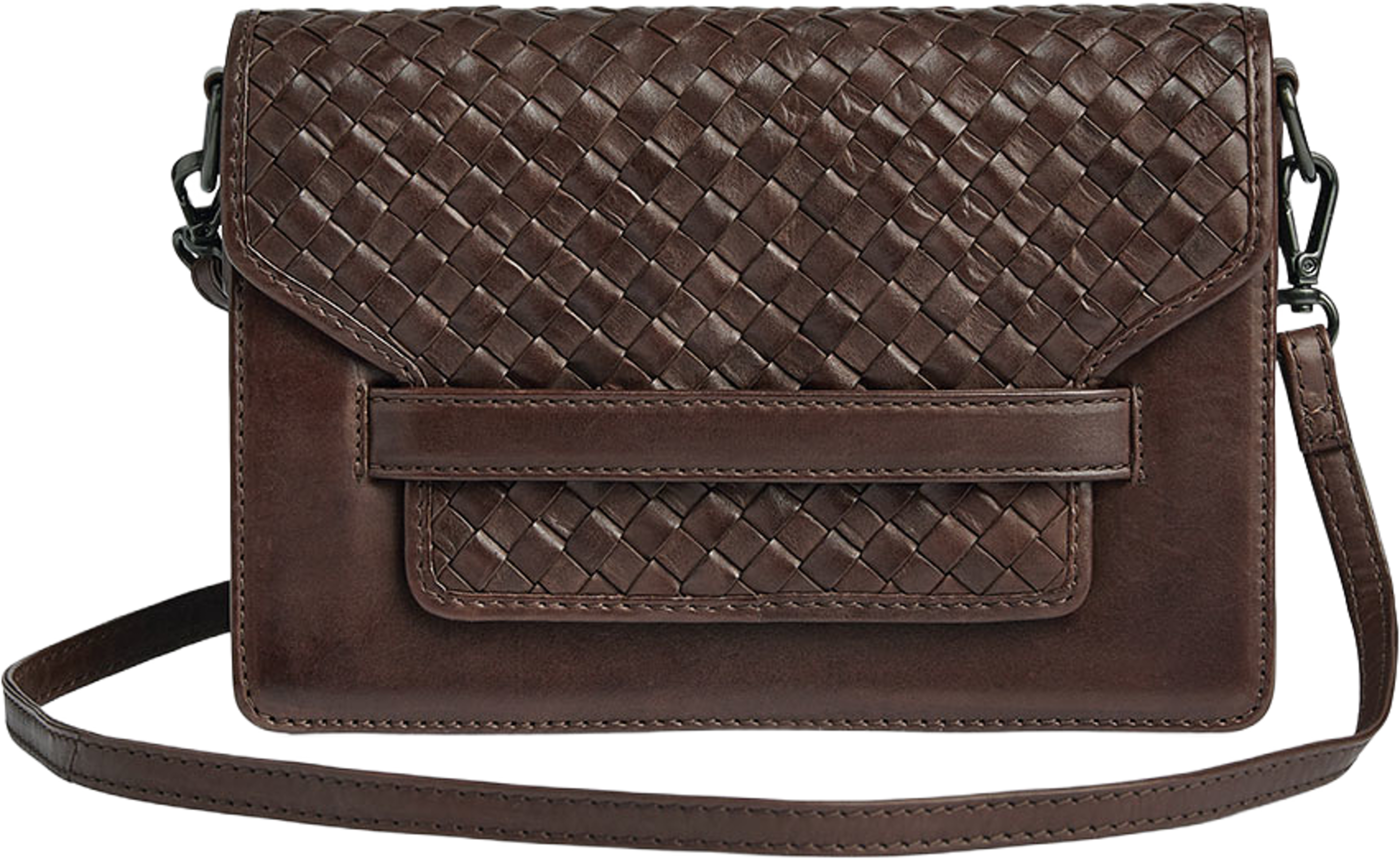 Arabella Crossbody Bag Weave, från Markberg, i färgen Dark Brown. Klicka för att öppna bilden i stort format
