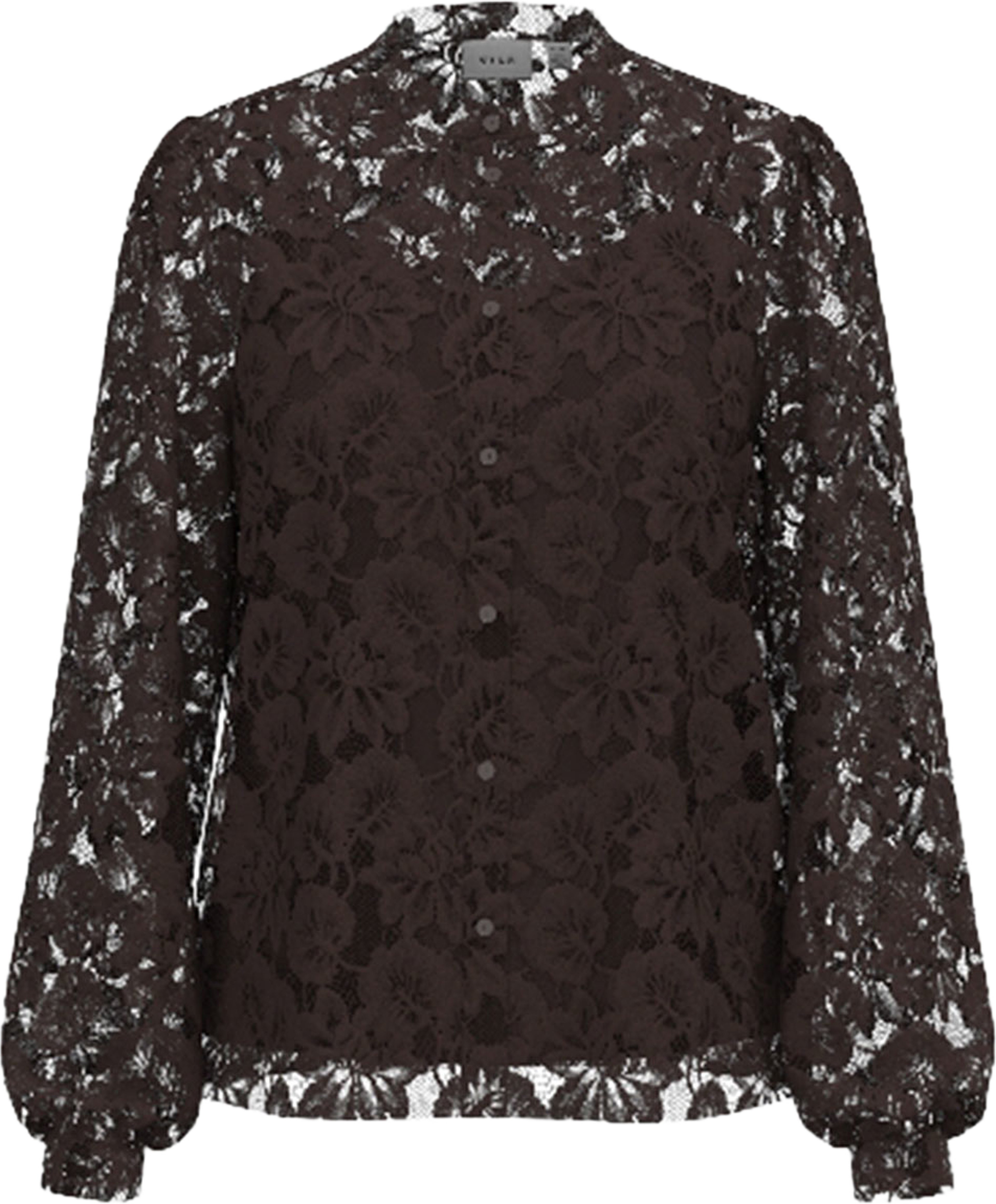 VISALA L/S LACE SHIRT, från Vila, i färgen Coffee Bean. Klicka för att öppna bilden i stort format