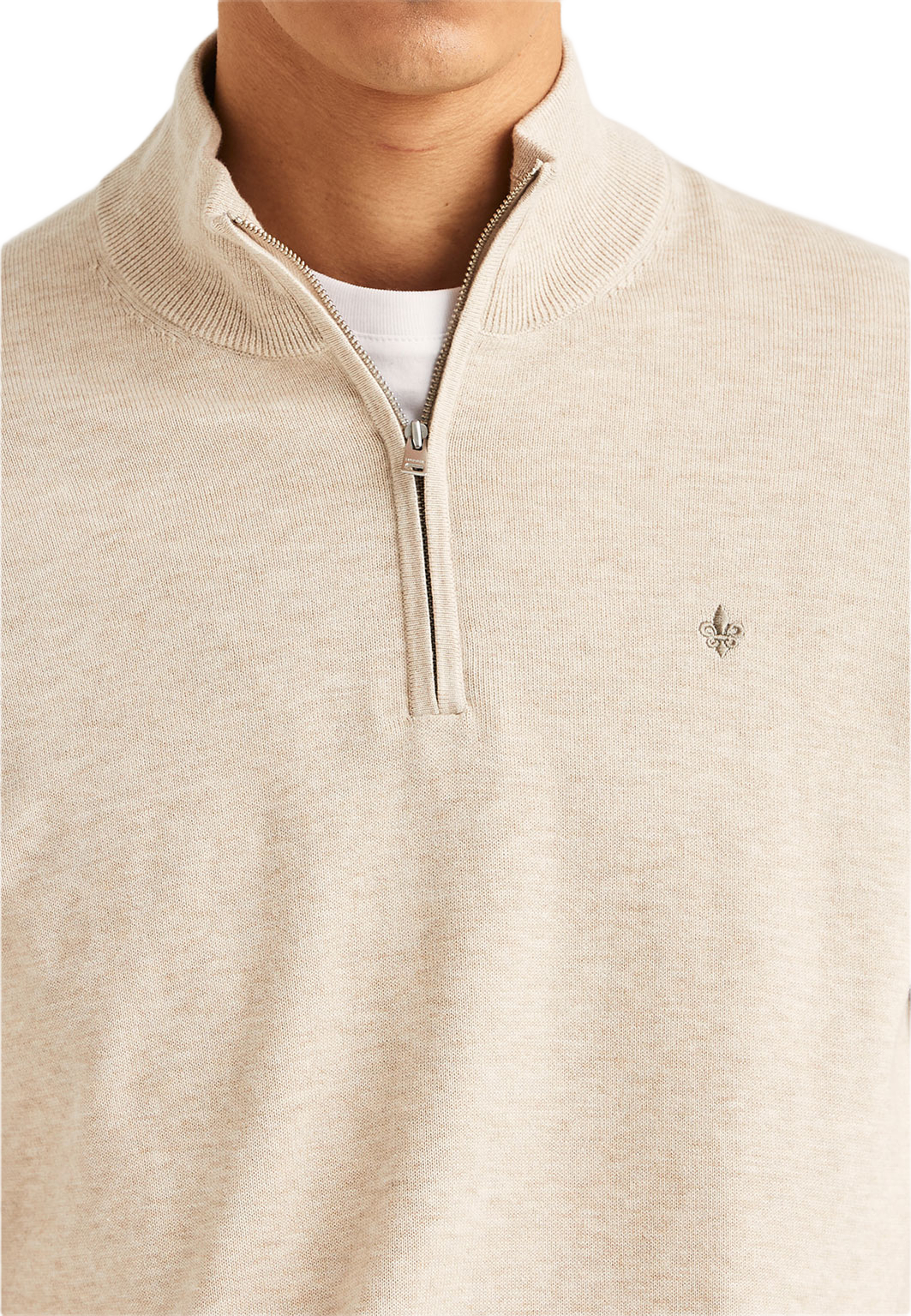 Riley Half Zip, från Morris, i färgen Khaki. Klicka för att öppna bilden i stort format