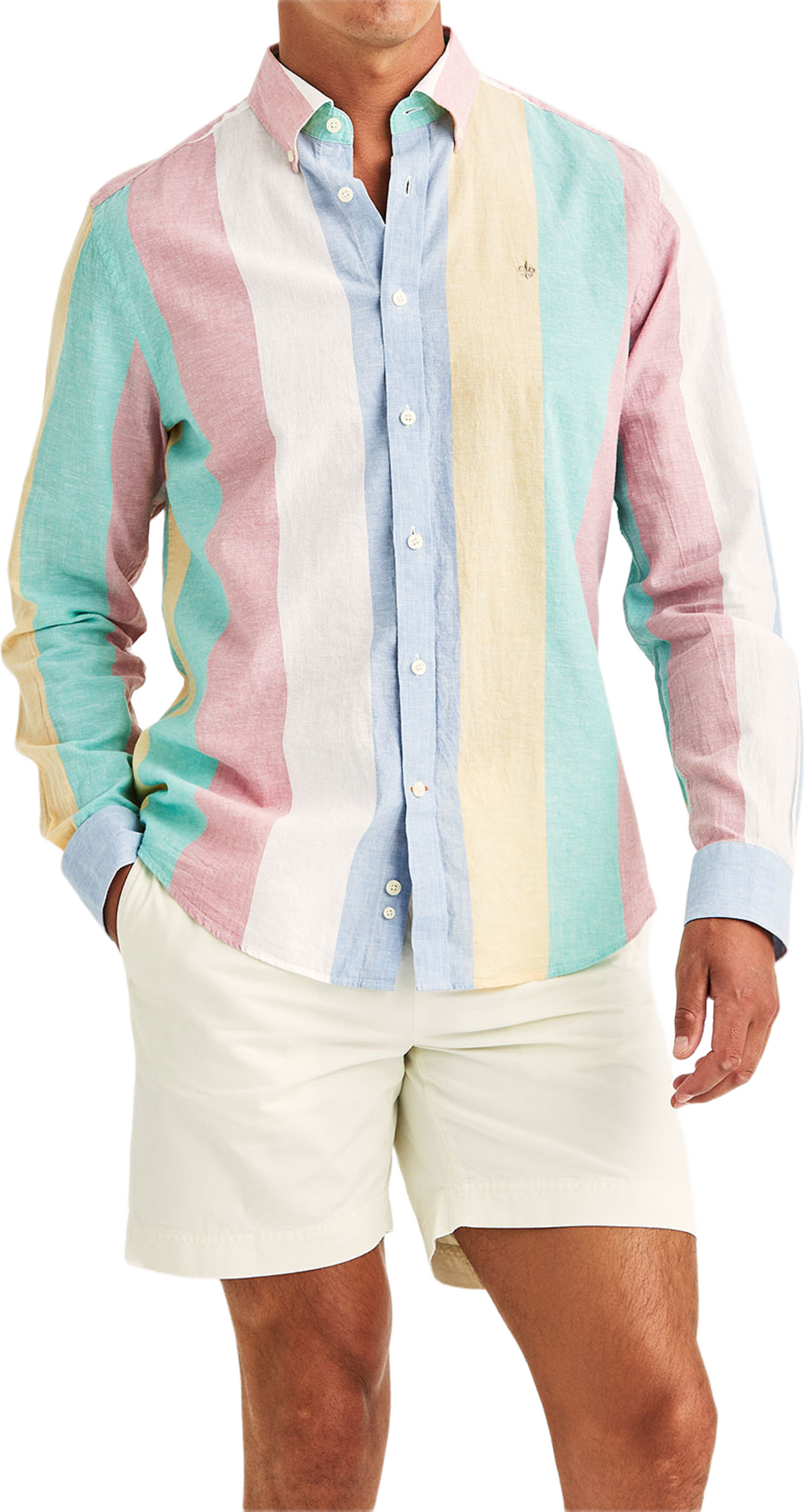 Morris Shirt Happy Linen Stripe Shirt-Classic Fit, från Morris, i färgen Pink. Klicka för att öppna bilden i stort format