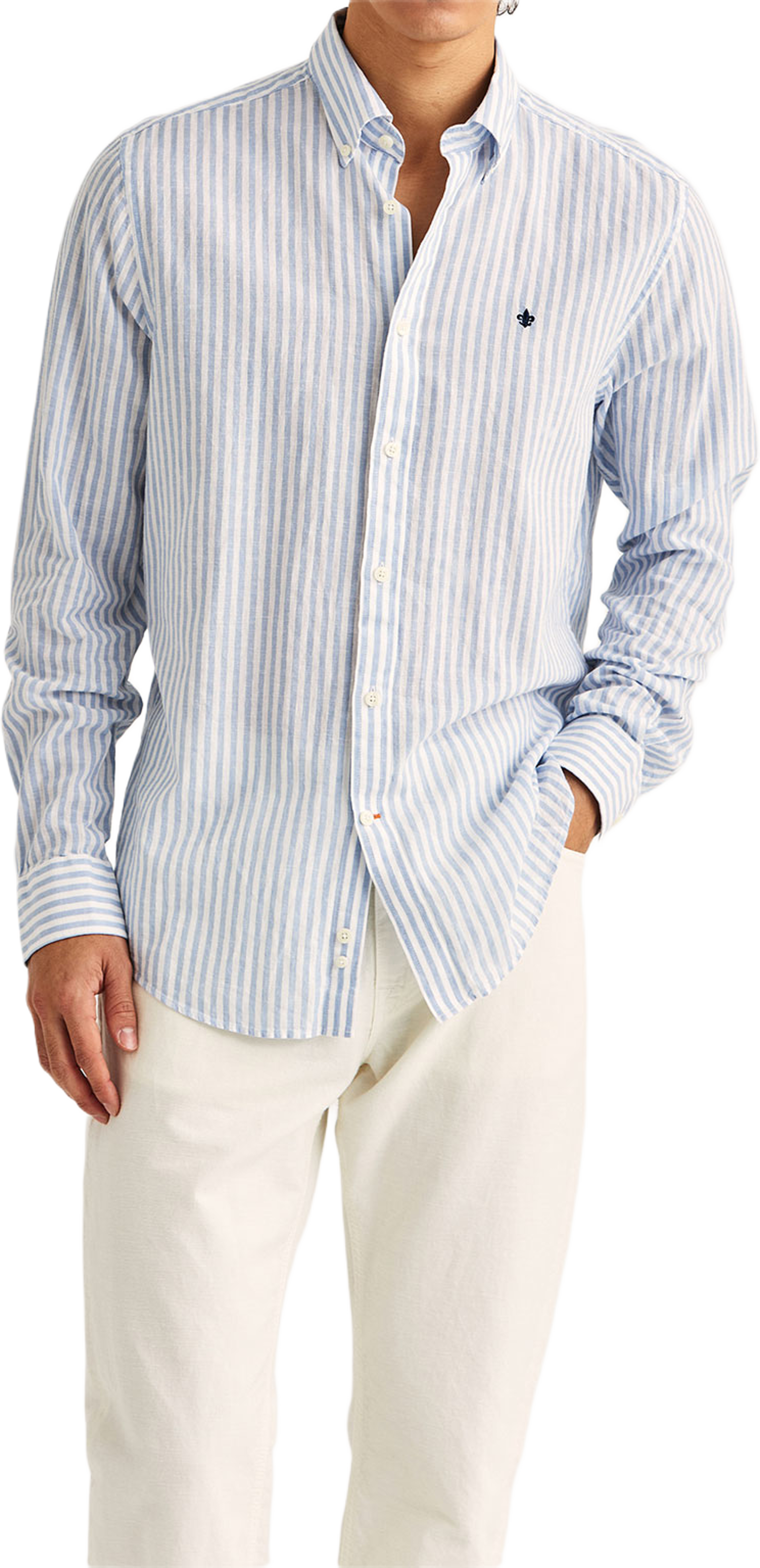 Morris Shirt Douglas Linen Stripe Shirt-Classic Fit, från Morris, i färgen Light Blue. Klicka för att öppna bilden i stort format