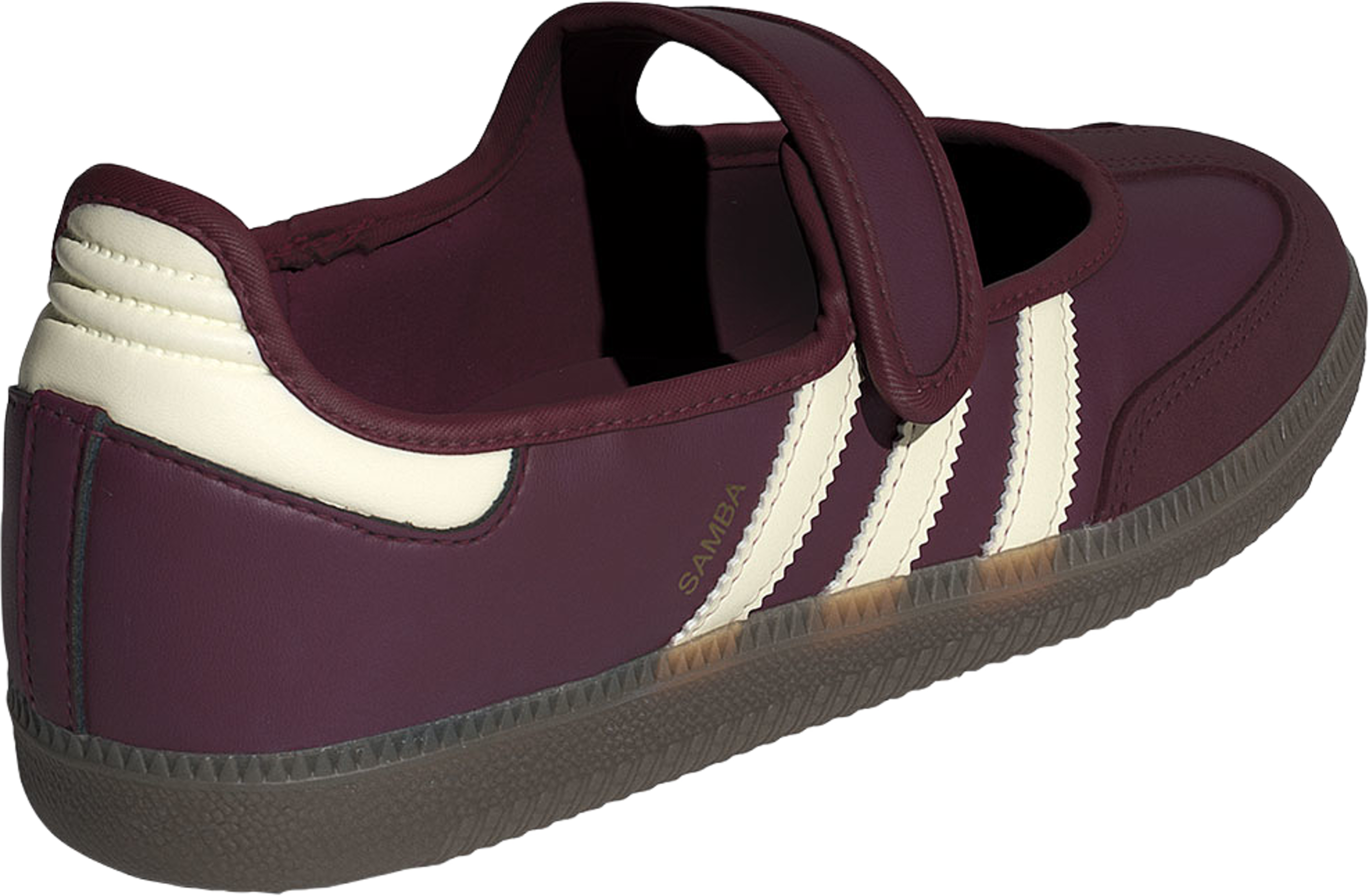 Samba Jane Sneakers, från Adidas Originals, i färgen Maroon/Crewht/Goldmt. Klicka för att öppna bilden i stort format