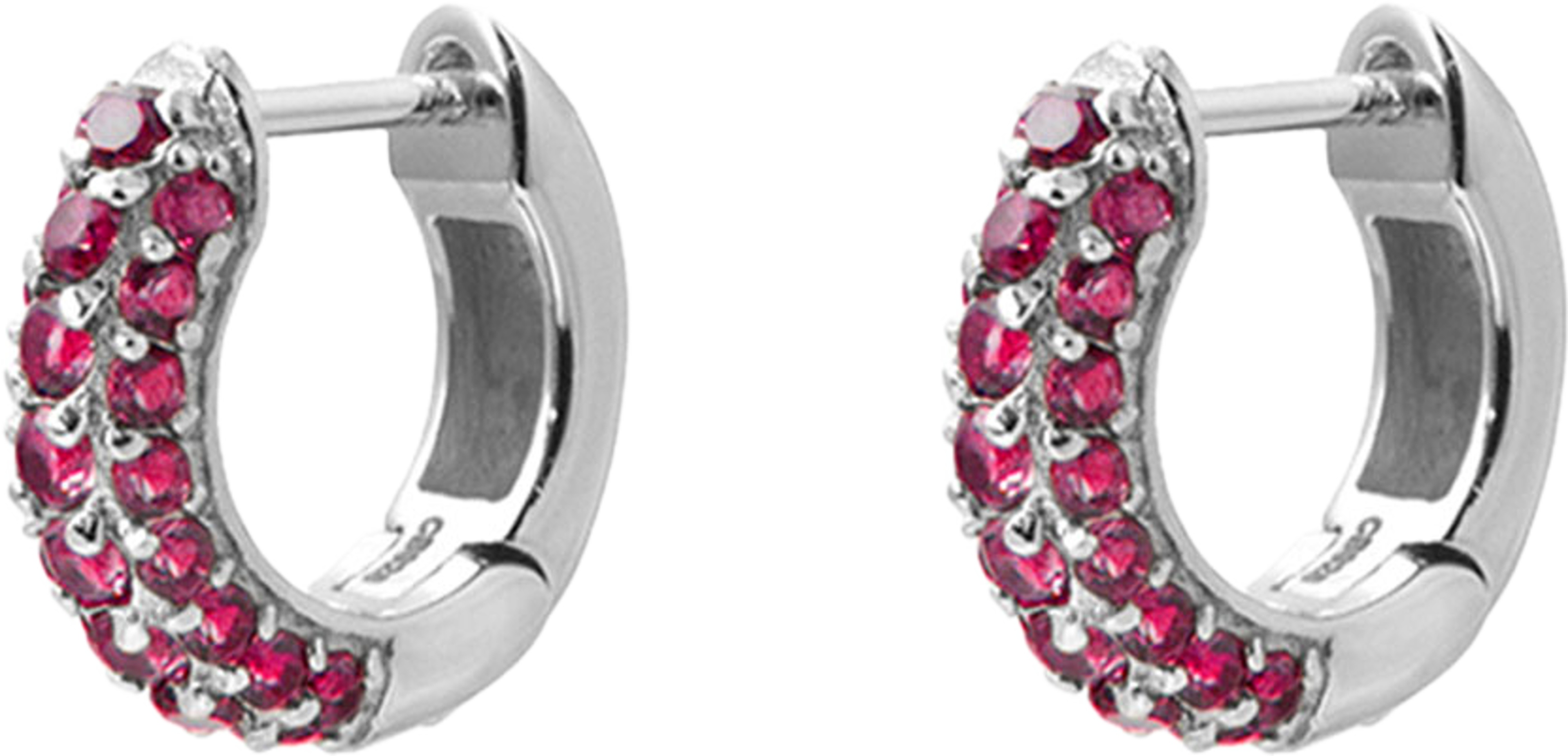 Timeless Tiny Hoops, från Charlotte Bonde STHLM, i färgen Silver/Ruby. Klicka för att öppna bilden i stort format