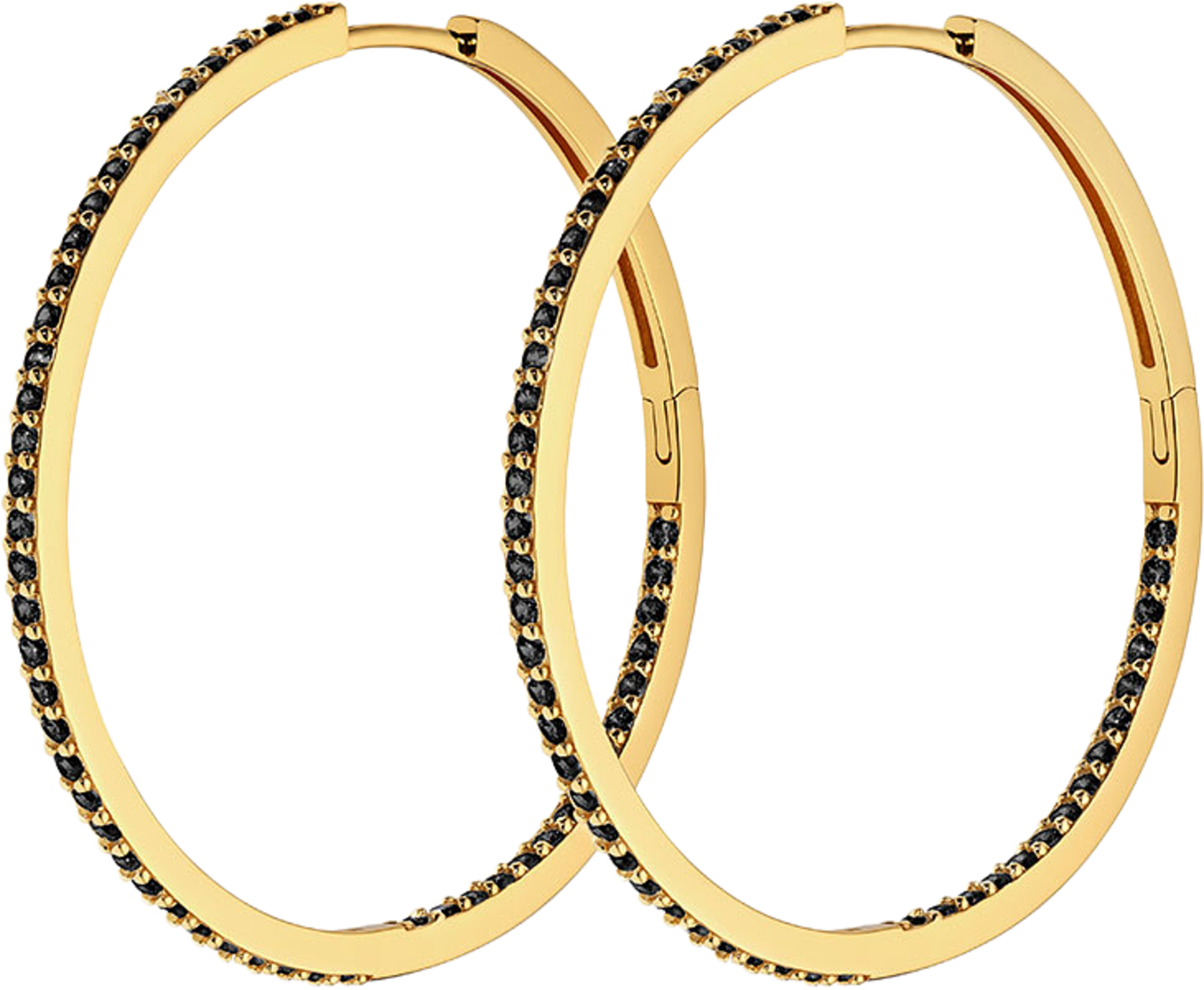 Irma Eternity Amazon Hoops, från Charlotte Bonde STHLM, i färgen Gold/Black Spinel. Klicka för att öppna bilden i stort format