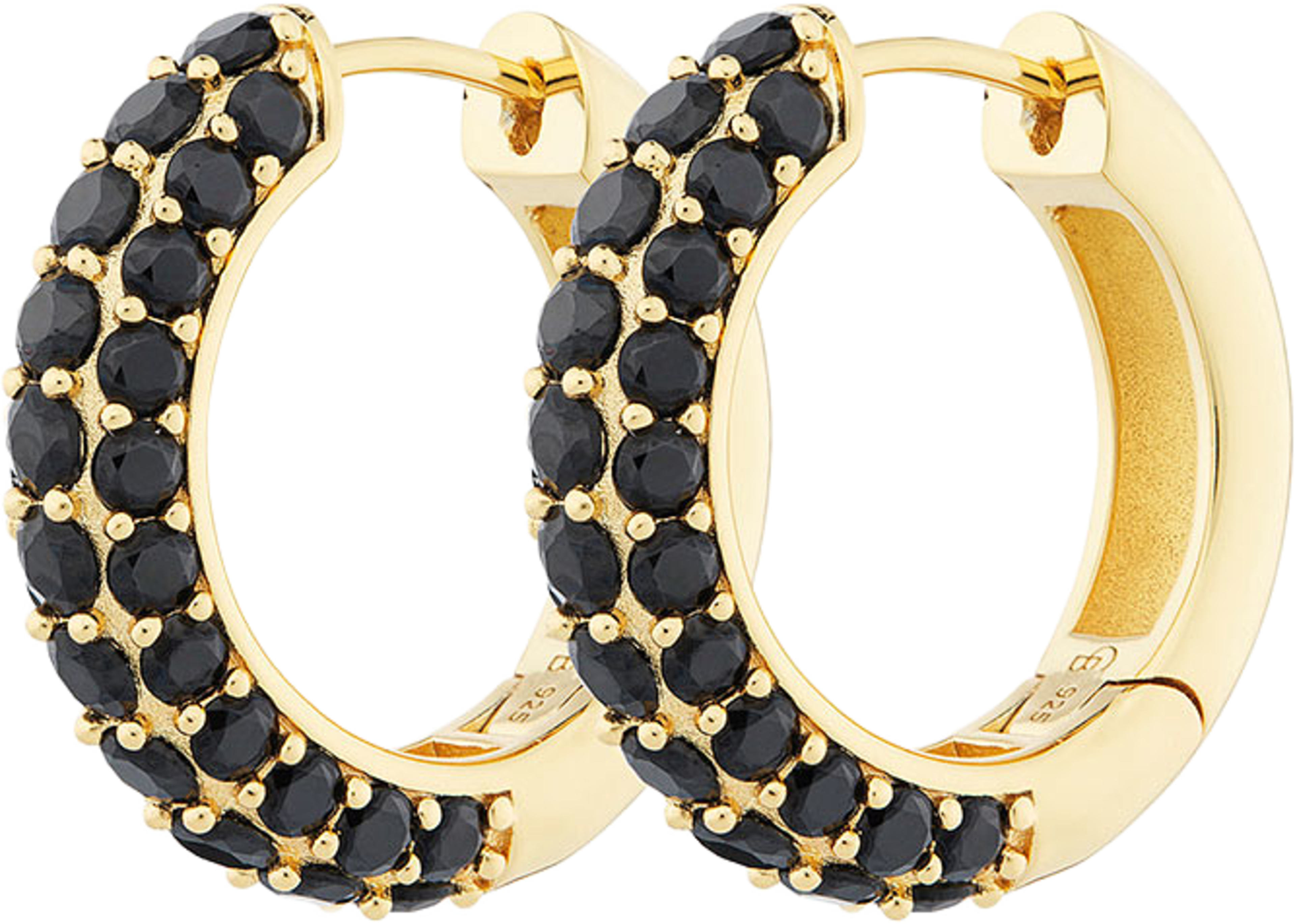 Timeless Chunky Hoops, från Charlotte Bonde STHLM, i färgen Gold/Black Spinel. Klicka för att öppna bilden i stort format