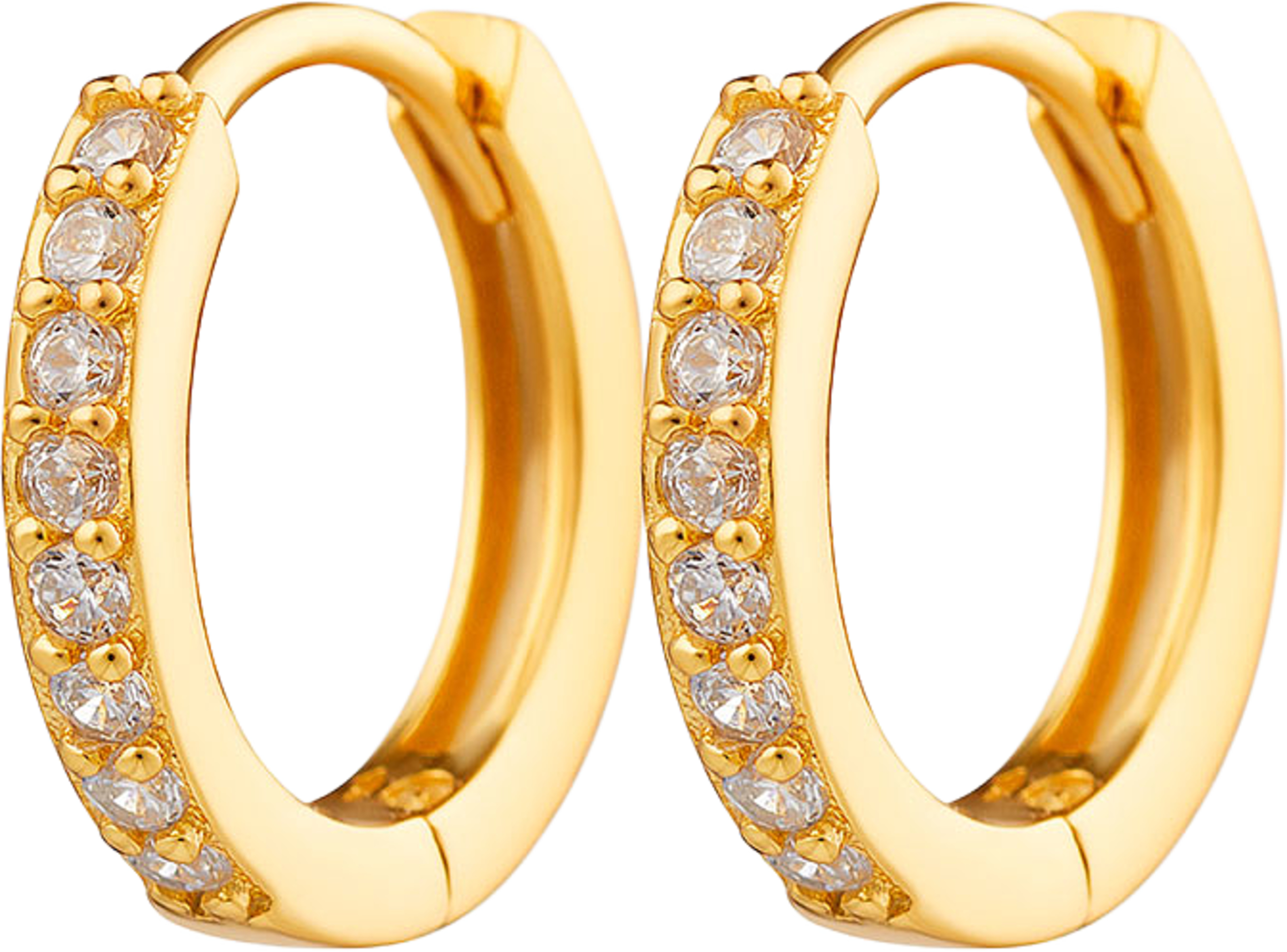 Irma Petite Hoops, från Charlotte Bonde STHLM, i färgen Gold/ Rock Crystal. Klicka för att öppna bilden i stort format