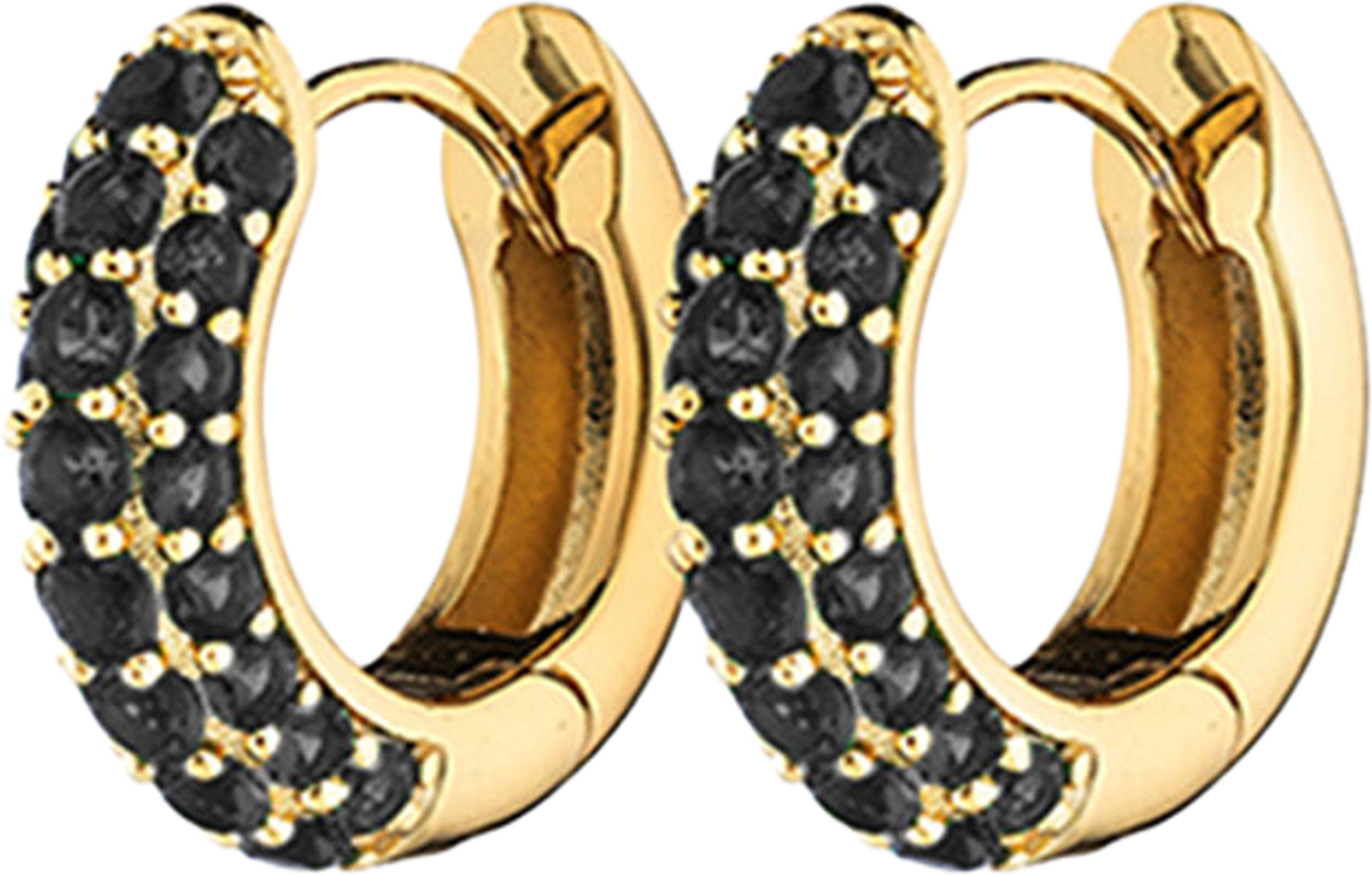 Timeless Tiny Hoops, från Charlotte Bonde STHLM, i färgen Gold/Black Spinel. Klicka för att öppna bilden i stort format