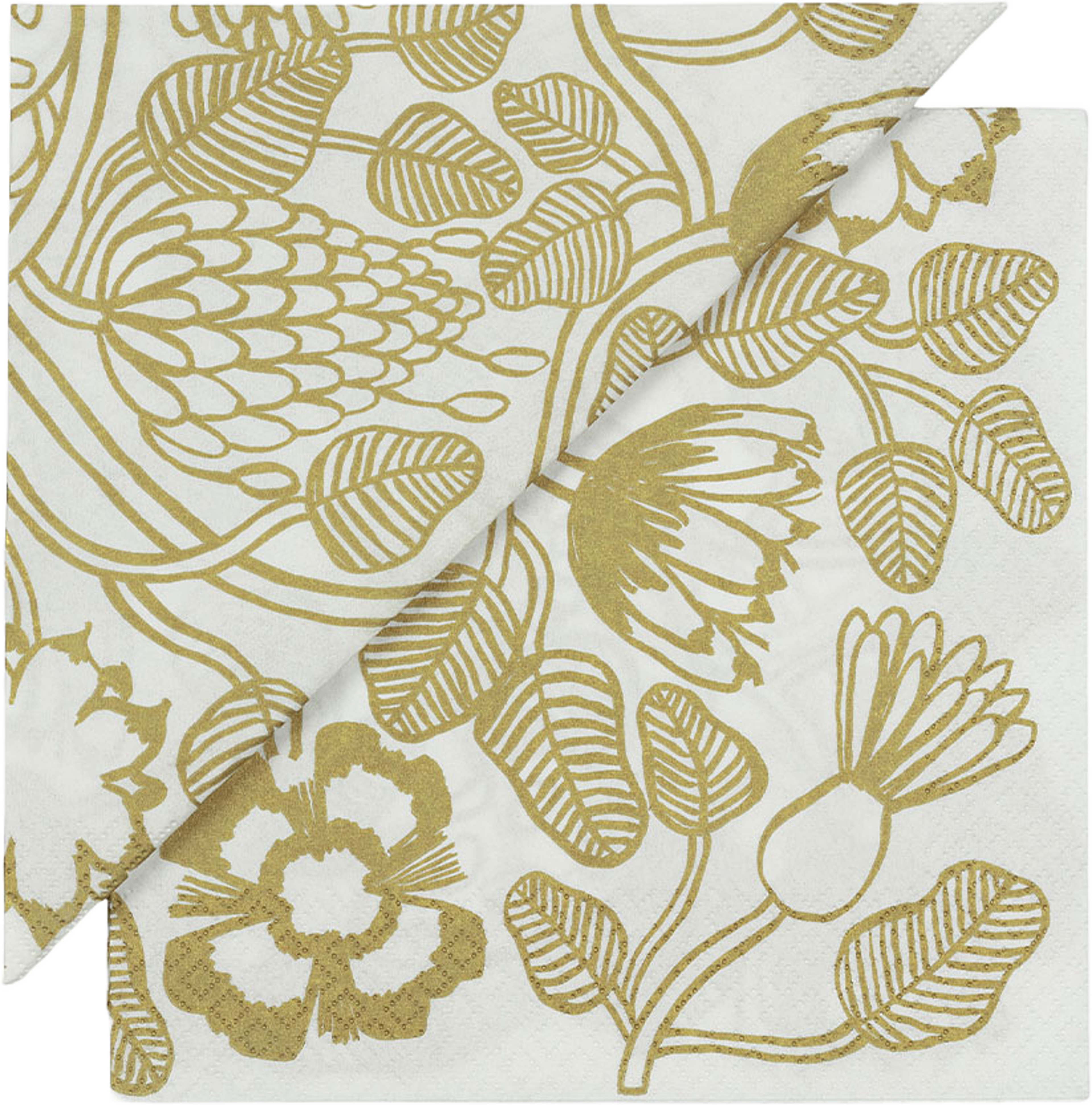 Tiara Paper Napkin 33x33 Cm, från Marimekko, i färgen White, Gold. Klicka för att öppna bilden i stort format