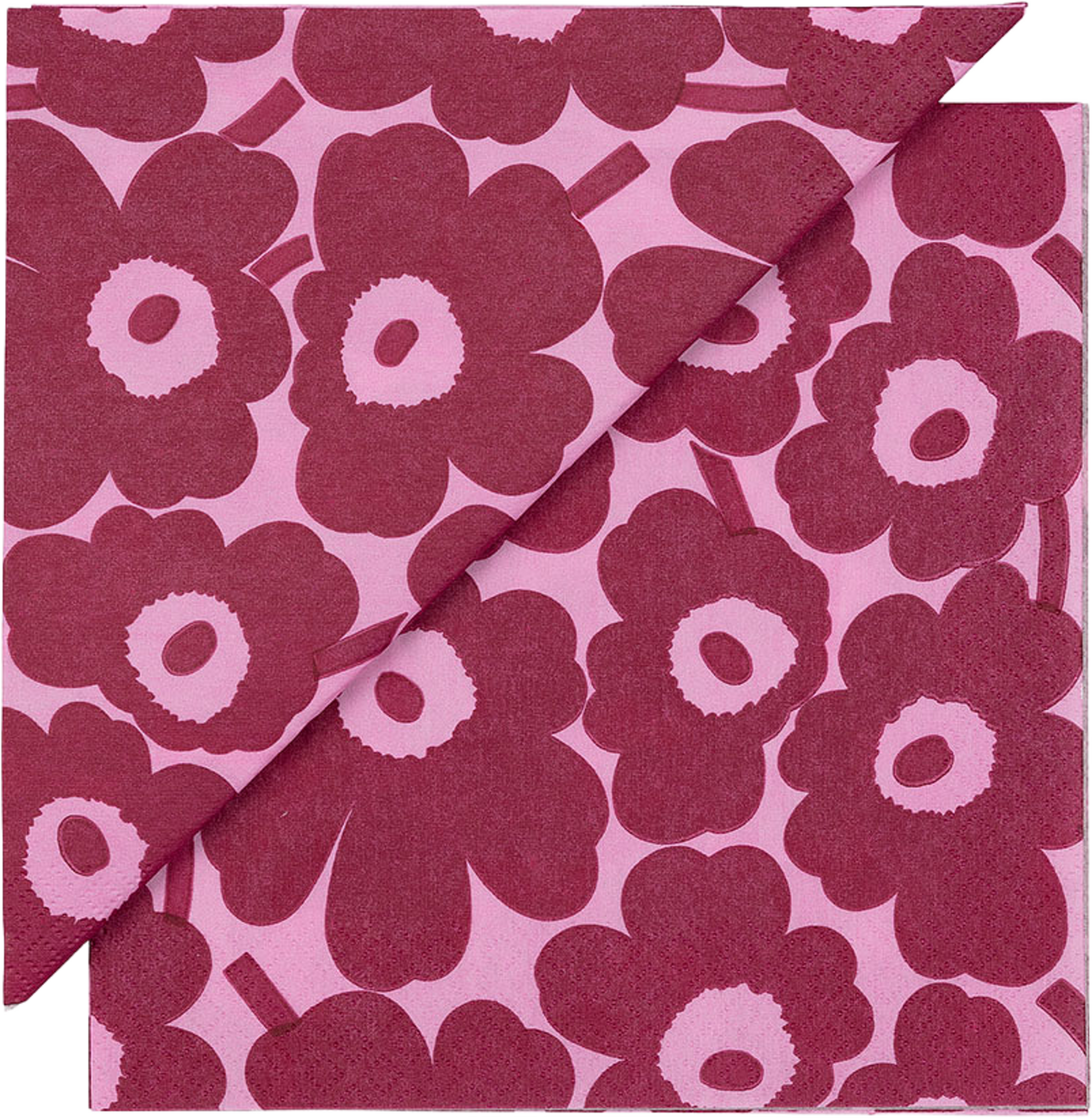 Mini Unikko Napkin 33x33 Cm, från Marimekko, i färgen Pink, Deep Red. Klicka för att öppna bilden i stort format