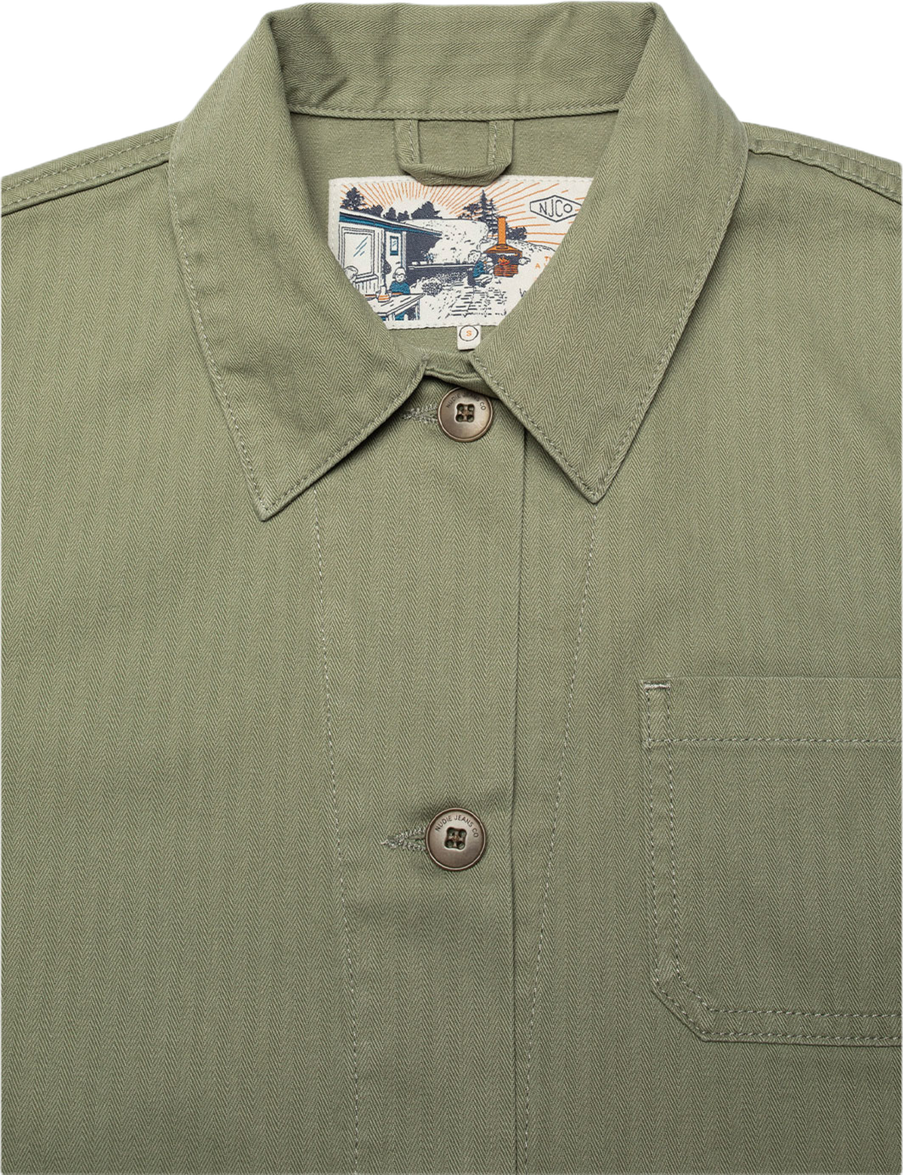 Lovis Herringbone Jacket, från Nudie Jeans, i färgen Pale Green. Klicka för att öppna bilden i stort format