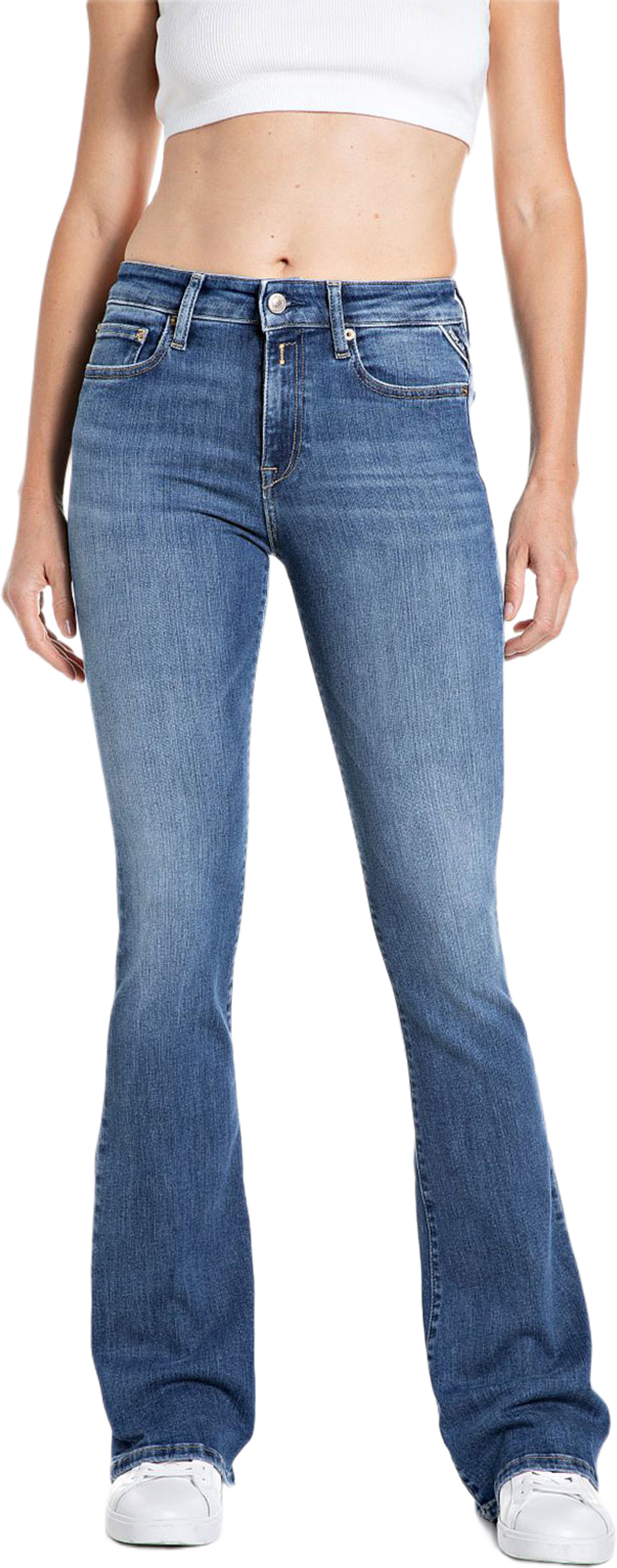 Joella Flared Bootcut Jeans, från Replay, i färgen Medium Blue. Klicka för att öppna bilden i stort format