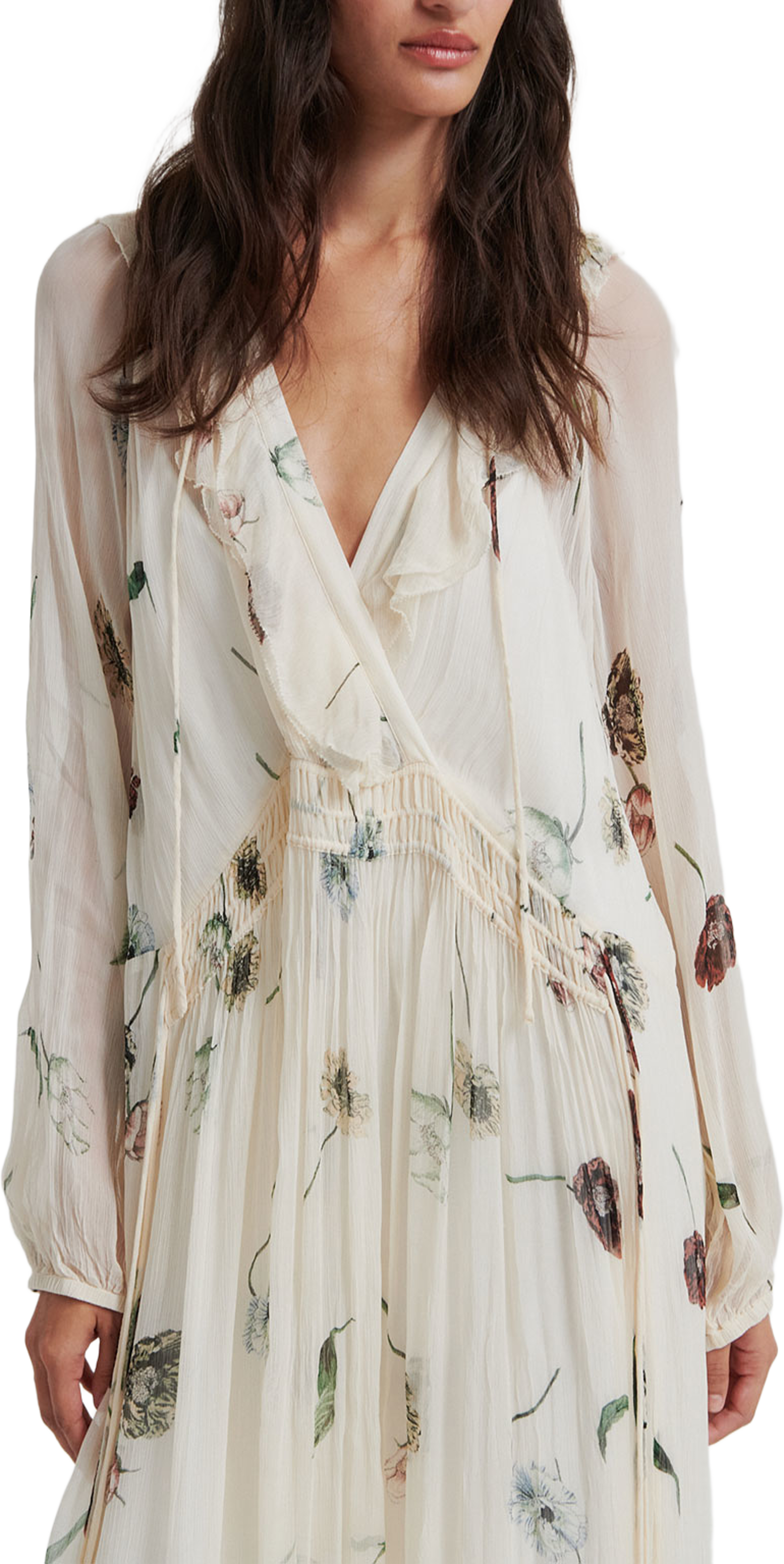 Florala Maxi Dress, från Second Female, i färgen Summer Sand. Klicka för att öppna bilden i stort format