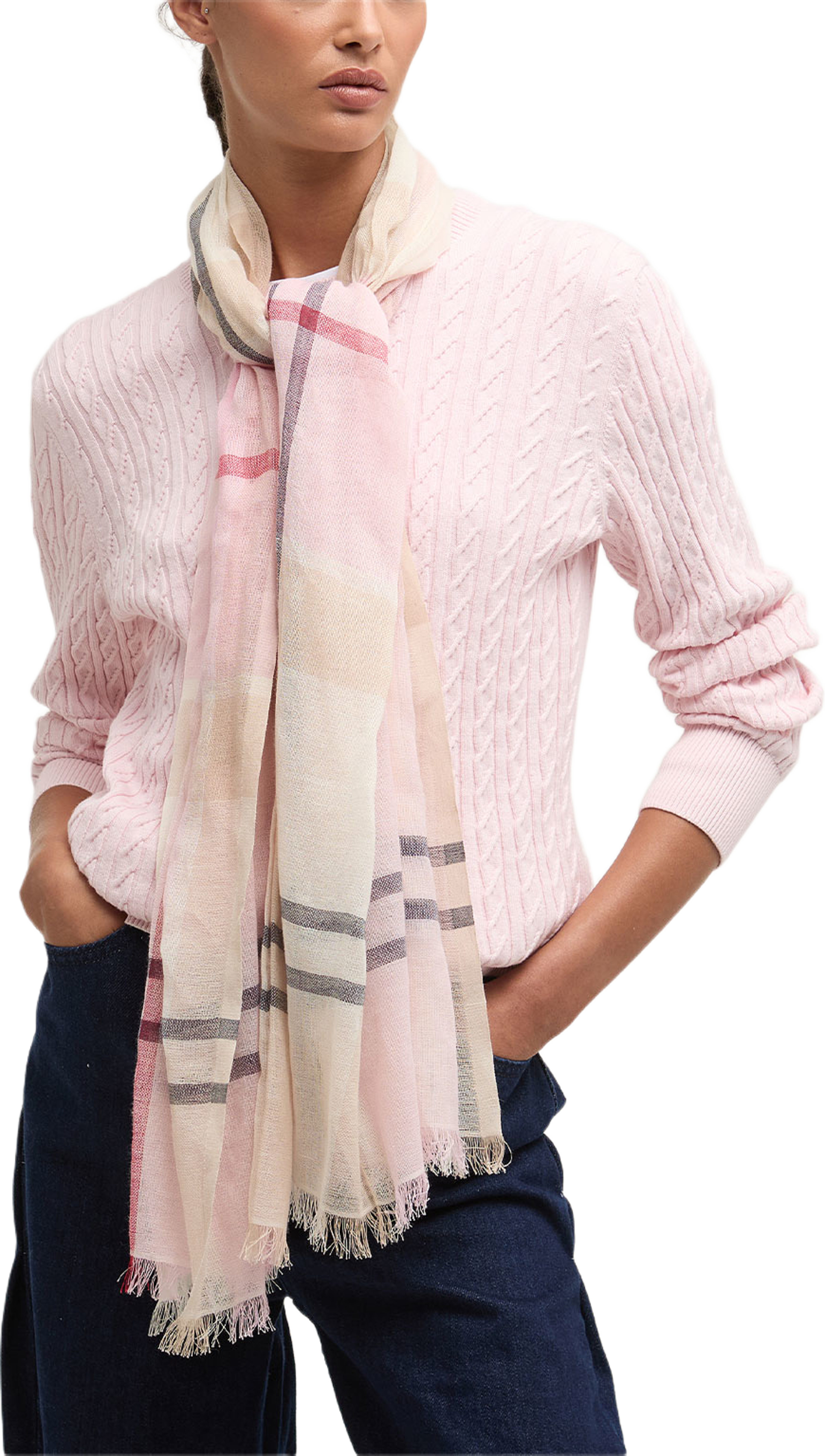 Barbour Abigail Tartan Scarf, från Barbour, i färgen Cherry Blossom. Klicka för att öppna bilden i stort format