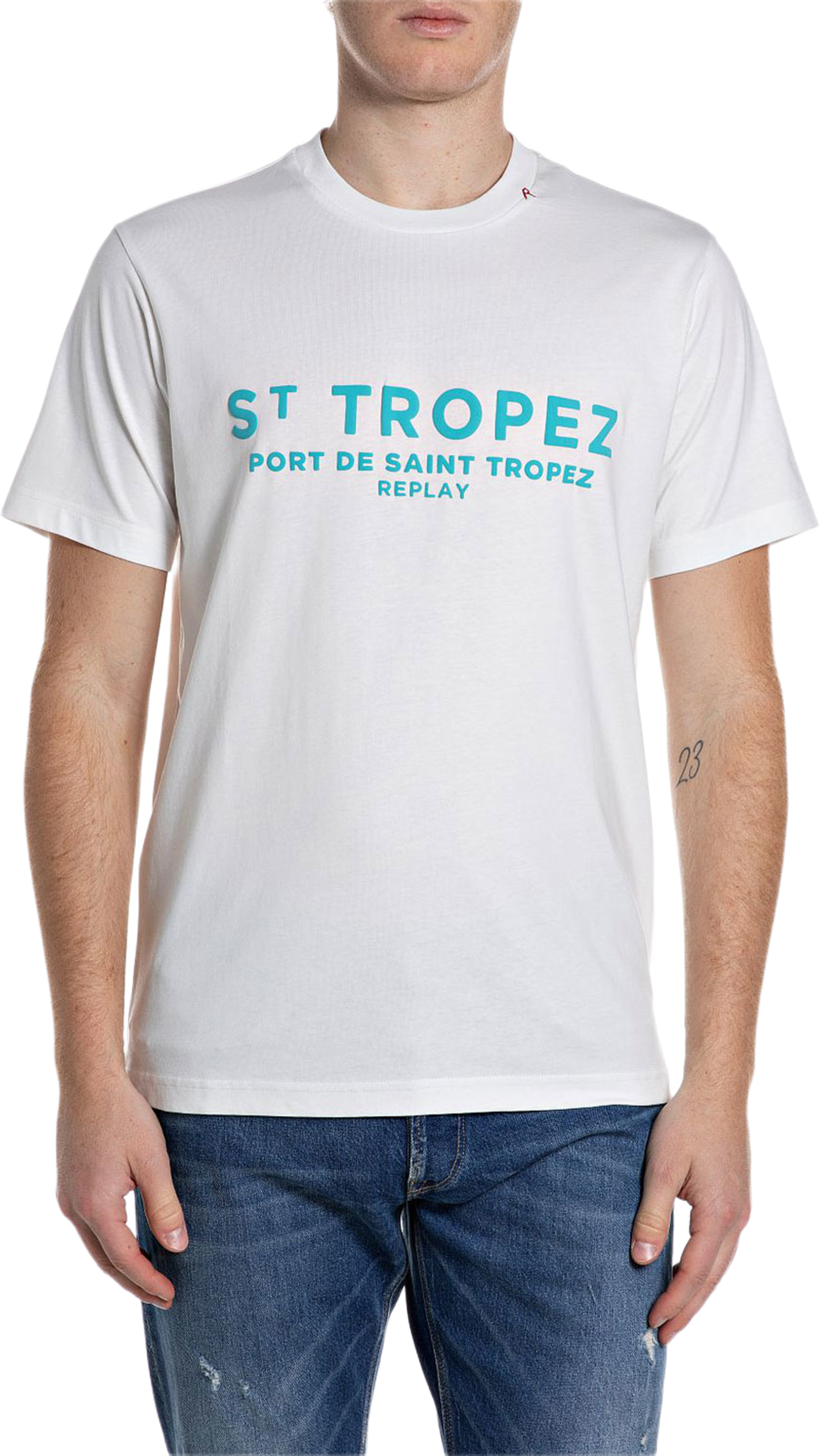 T-shirt with Design, från Replay, i färgen Natural White. Klicka för att öppna bilden i stort format