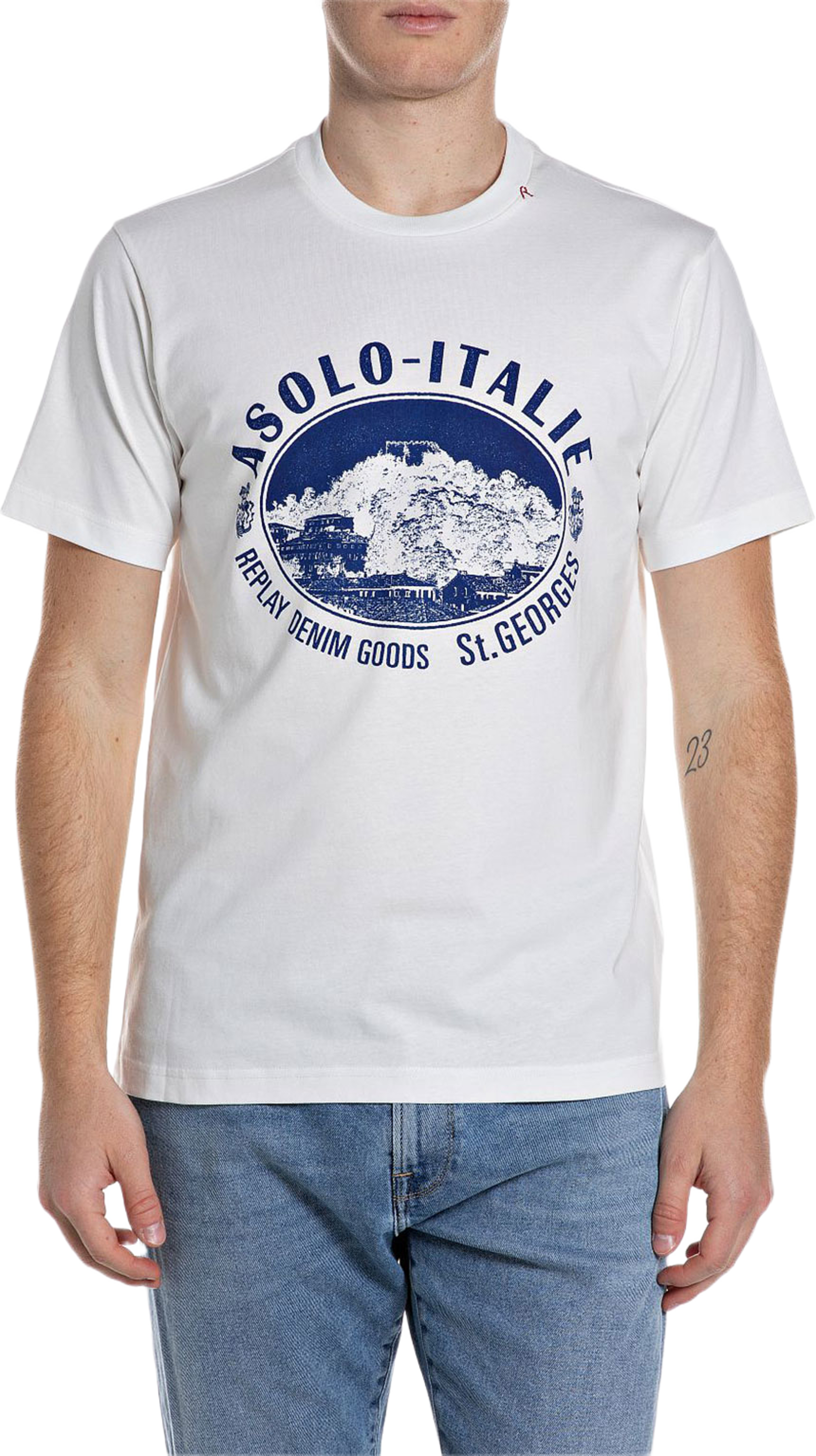 T-shirt with Design, från Replay, i färgen Natural White. Klicka för att öppna bilden i stort format