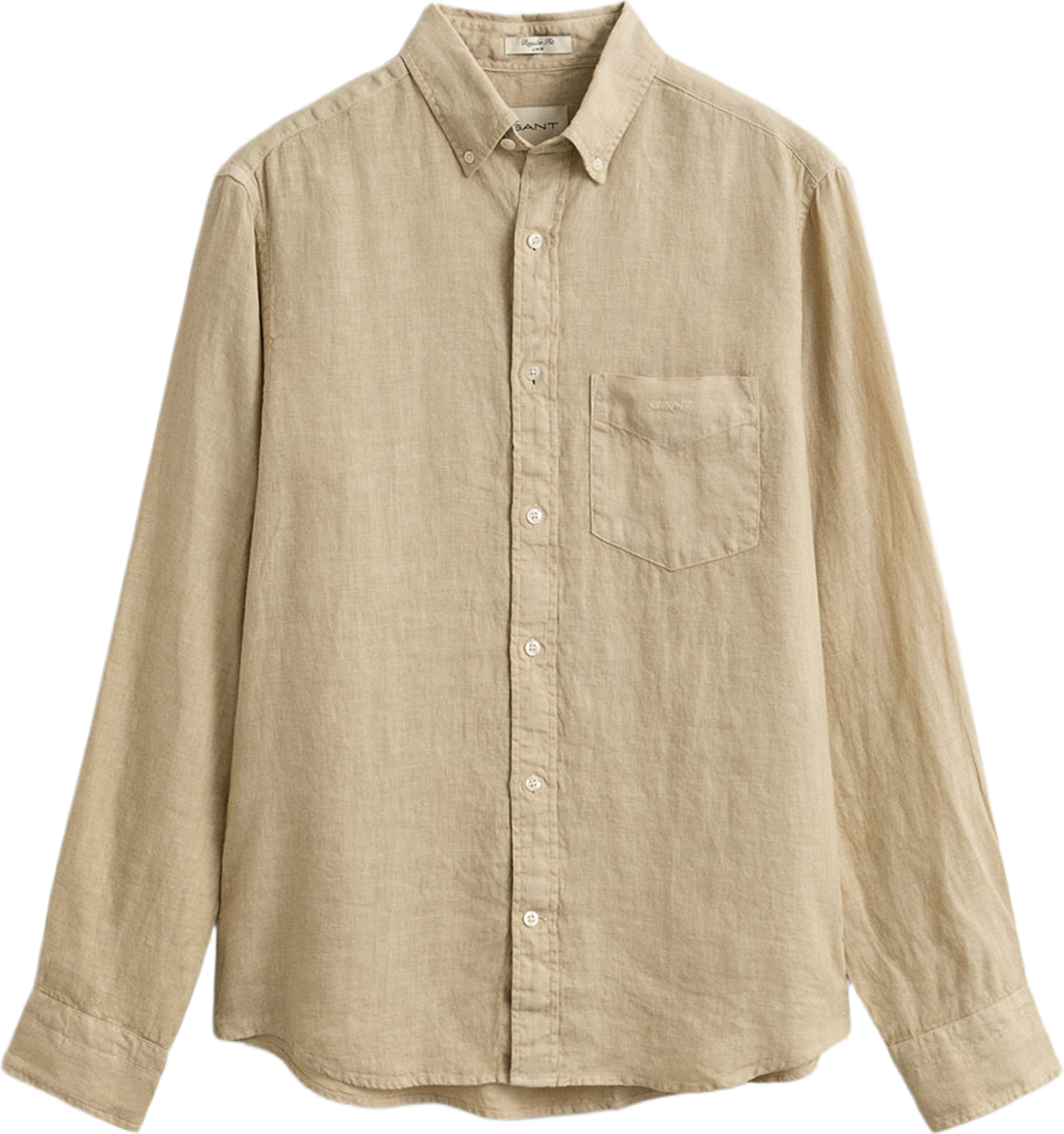Regular Fit Garment-Dyed Linen Shirt, från GANT, i färgen Oat Beige. Klicka för att öppna bilden i stort format