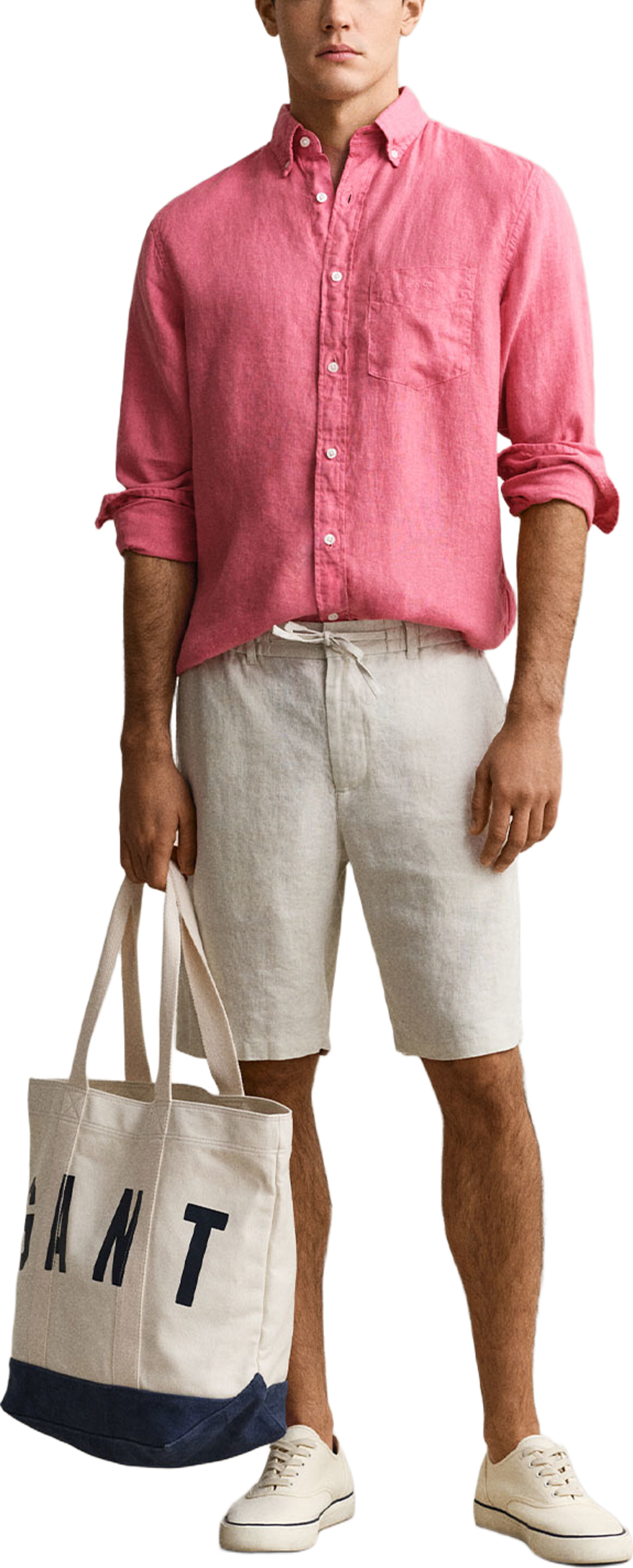 Regular Fit Garment-Dyed Linen Shirt, från GANT, i färgen Rose Pink. Klicka för att öppna bilden i stort format