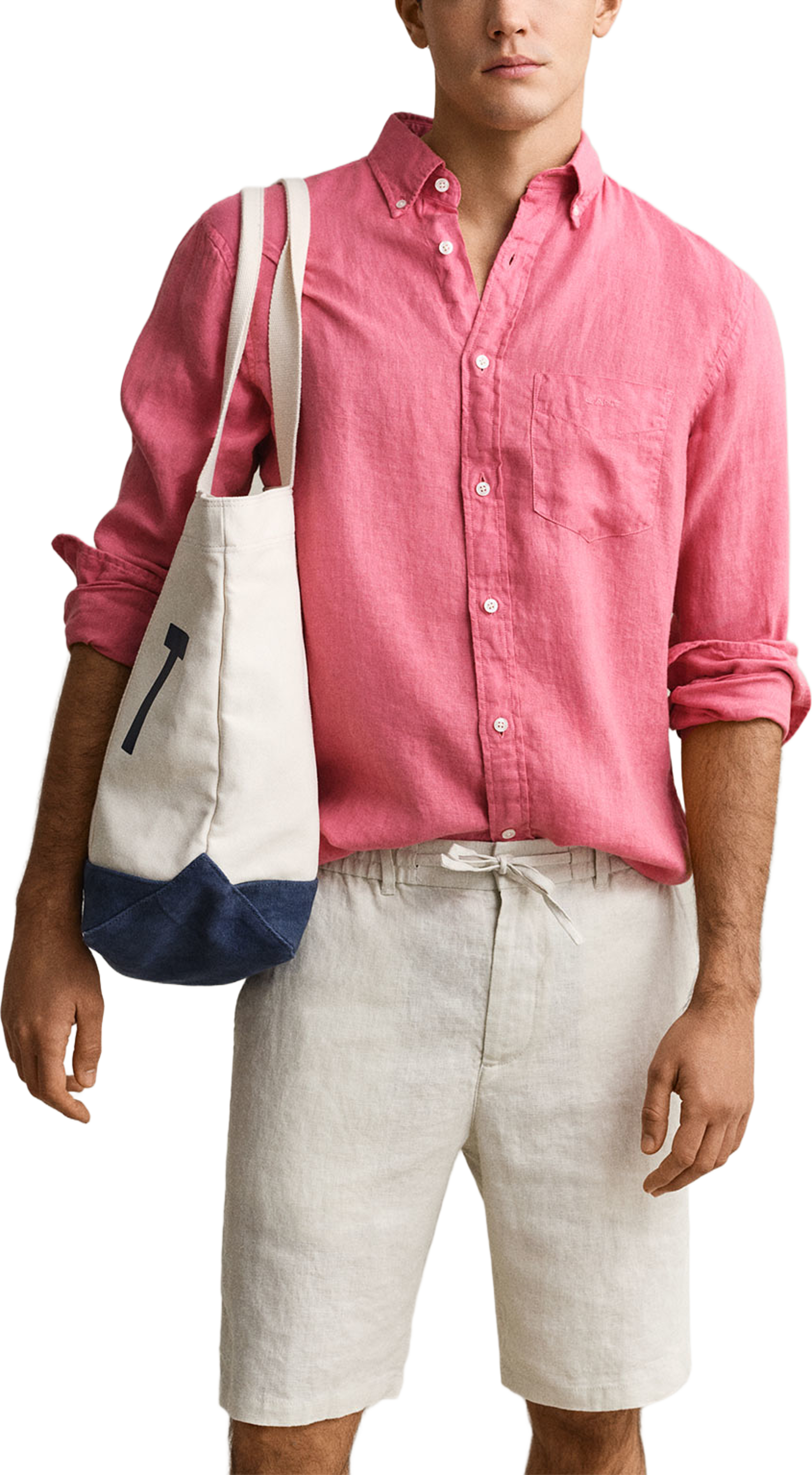 Regular Fit Garment-Dyed Linen Shirt, från GANT, i färgen Rose Pink. Klicka för att öppna bilden i stort format