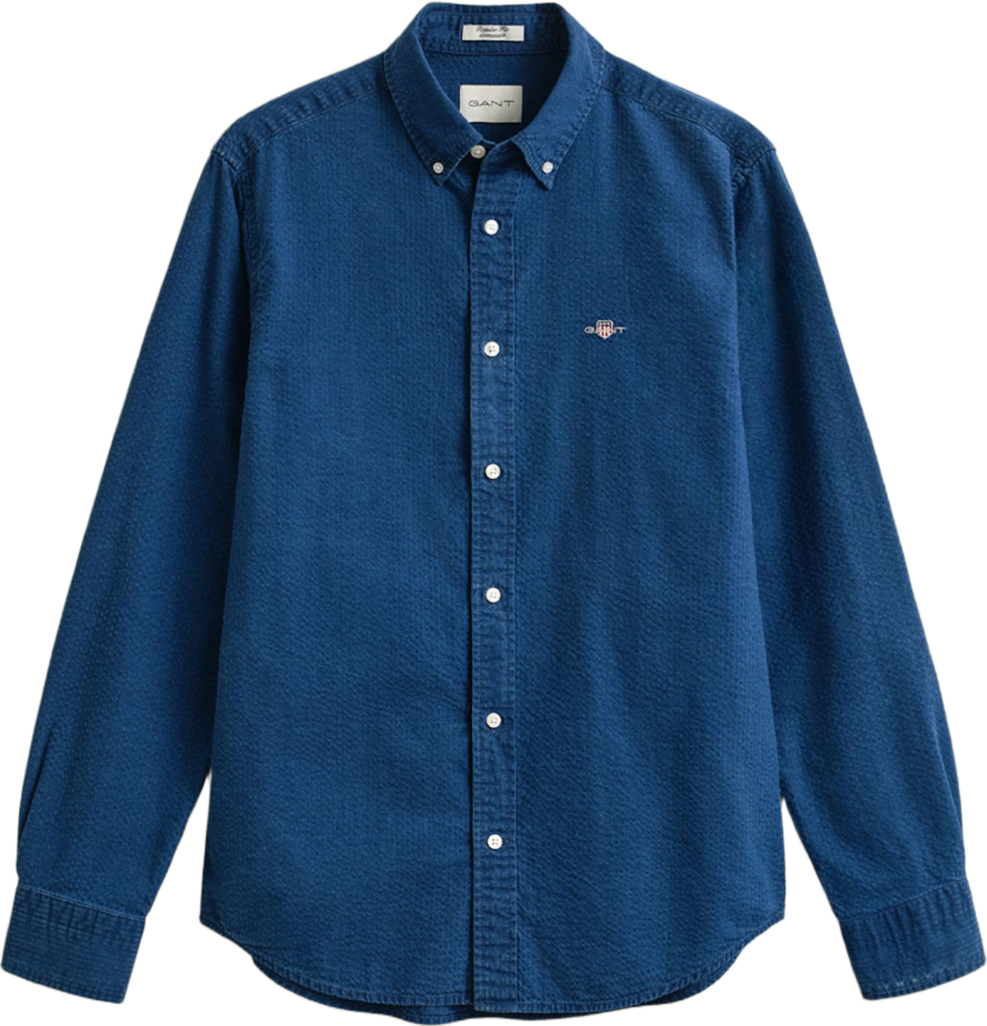 Indigo Seersucker Shirt, från GANT, i färgen Dark Indigo. Klicka för att öppna bilden i stort format