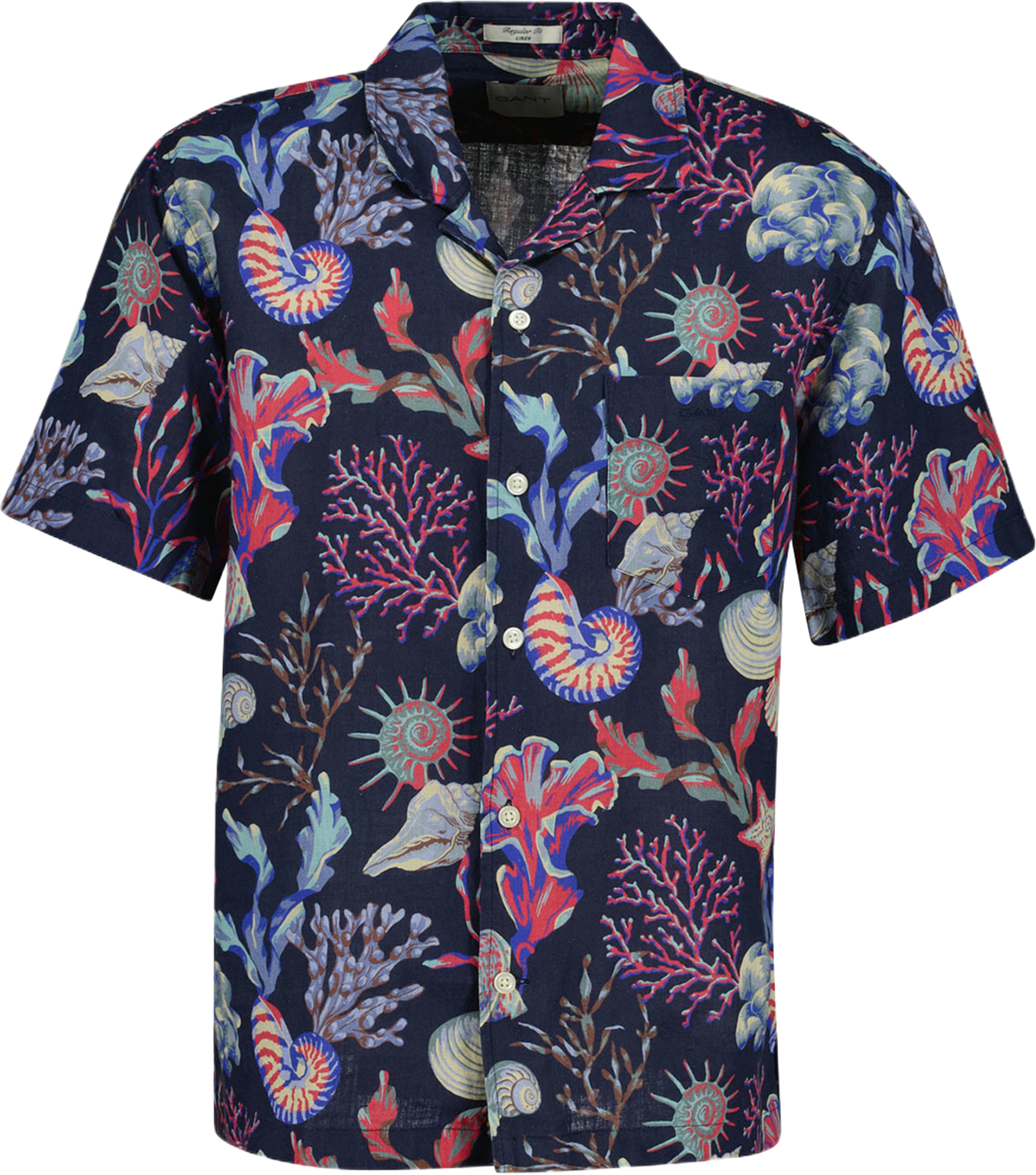 Printed Linen Shirt, från GANT, i färgen Classic Blue. Klicka för att öppna bilden i stort format