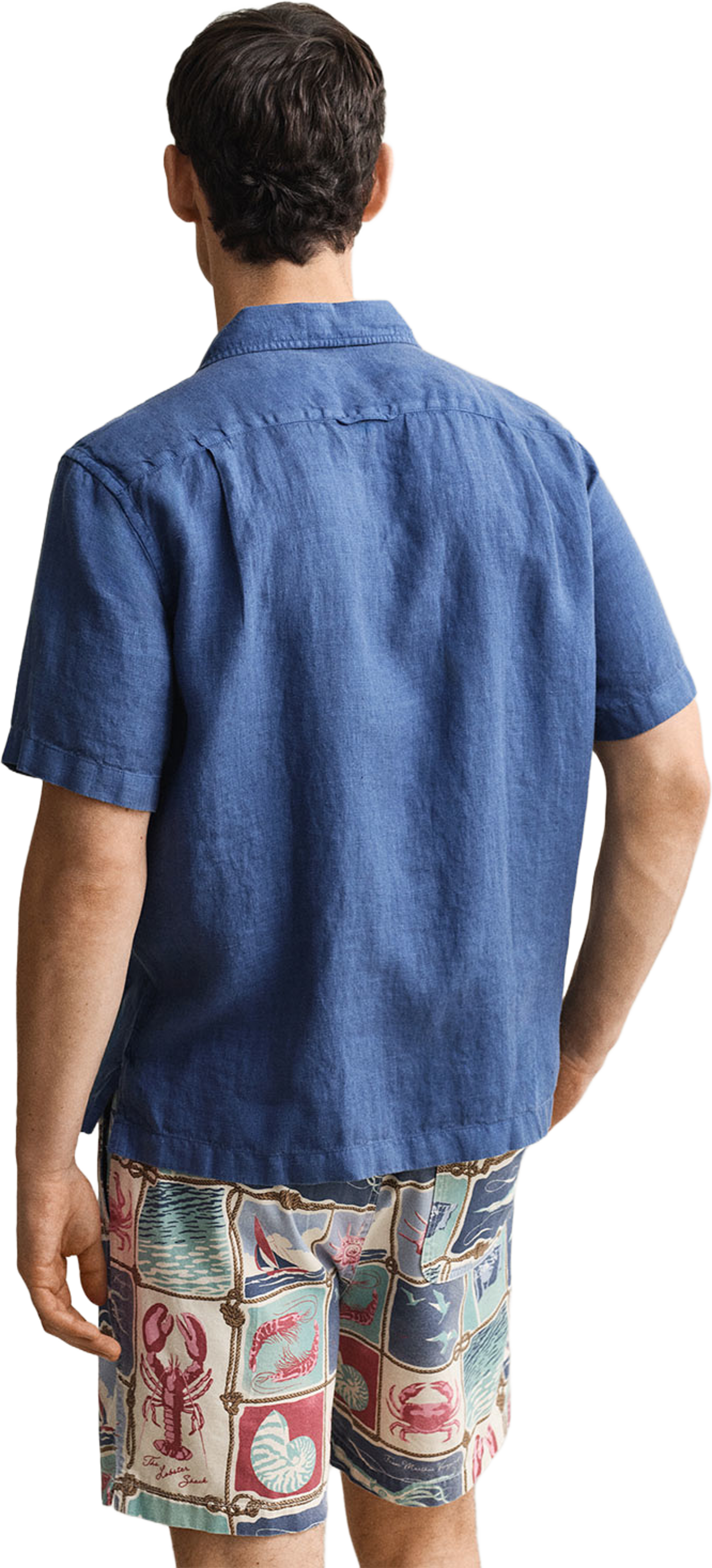 Short Sleeve Linen Shirt, från GANT, i färgen Vintage Blue. Klicka för att öppna bilden i stort format