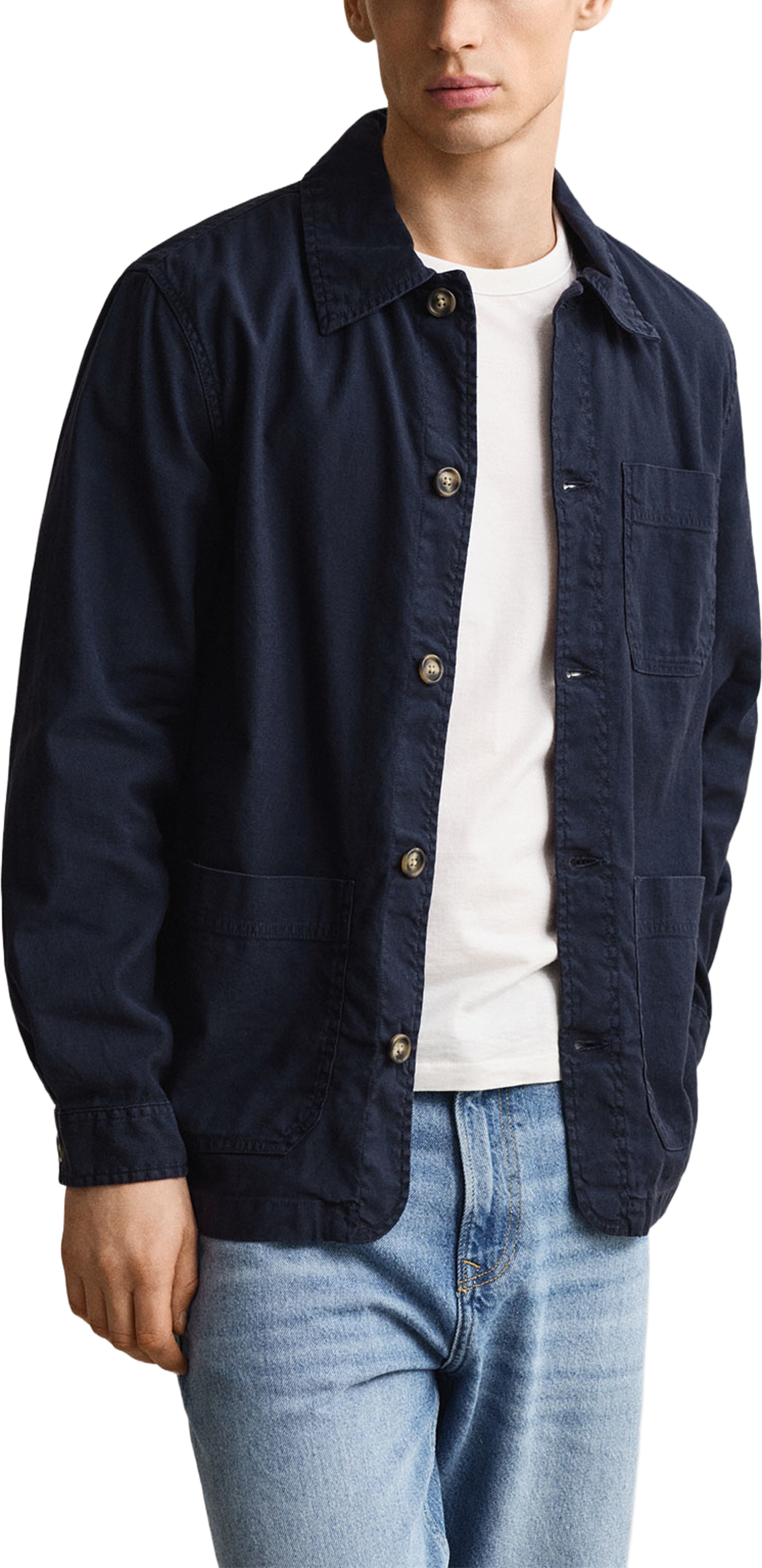 Linen Blend Overshirt, från GANT, i färgen Evening Blue. Klicka för att öppna bilden i stort format