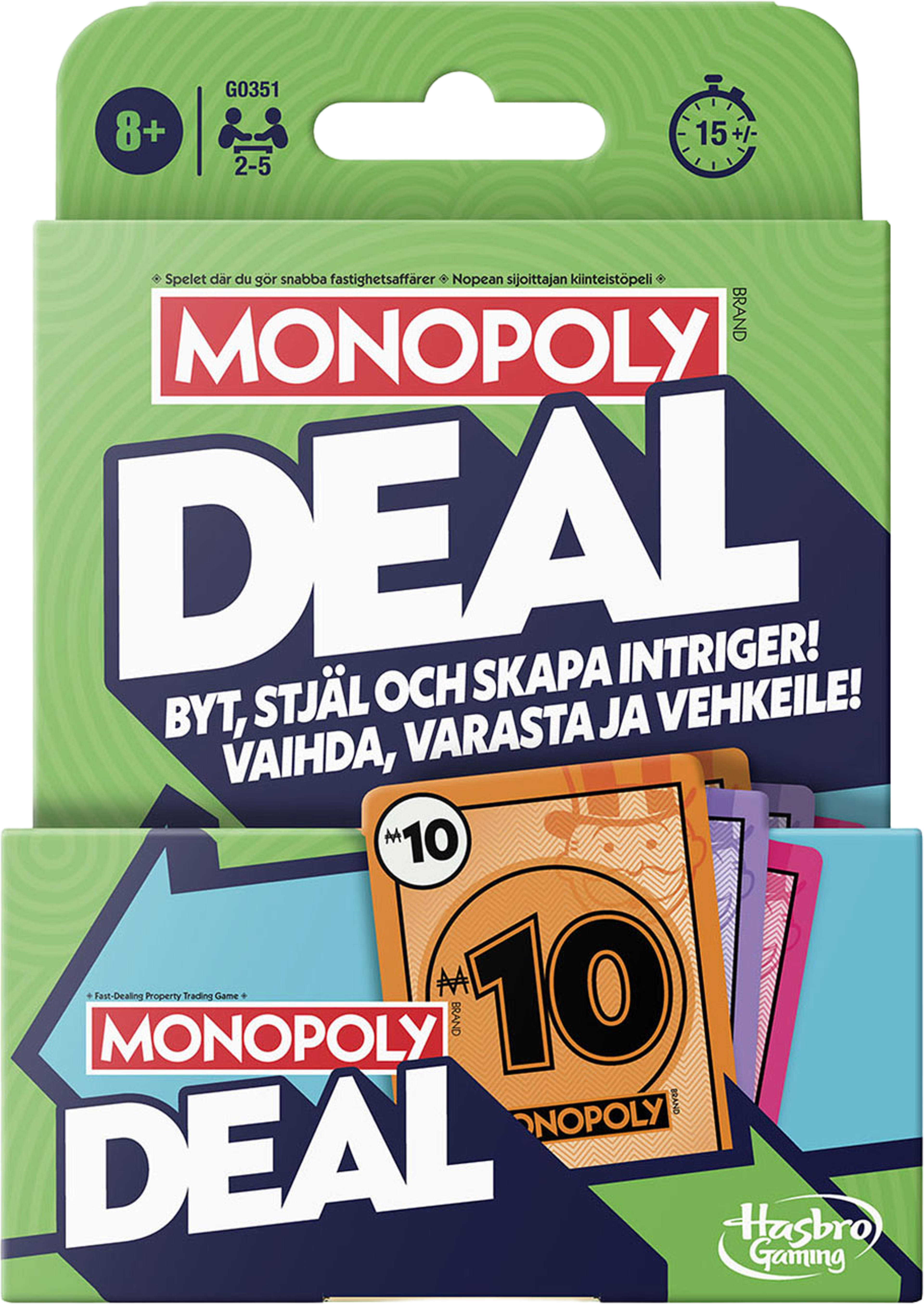 Monopoly DEAL, från HASBRO GAMES. Klicka för att öppna bilden i stort format