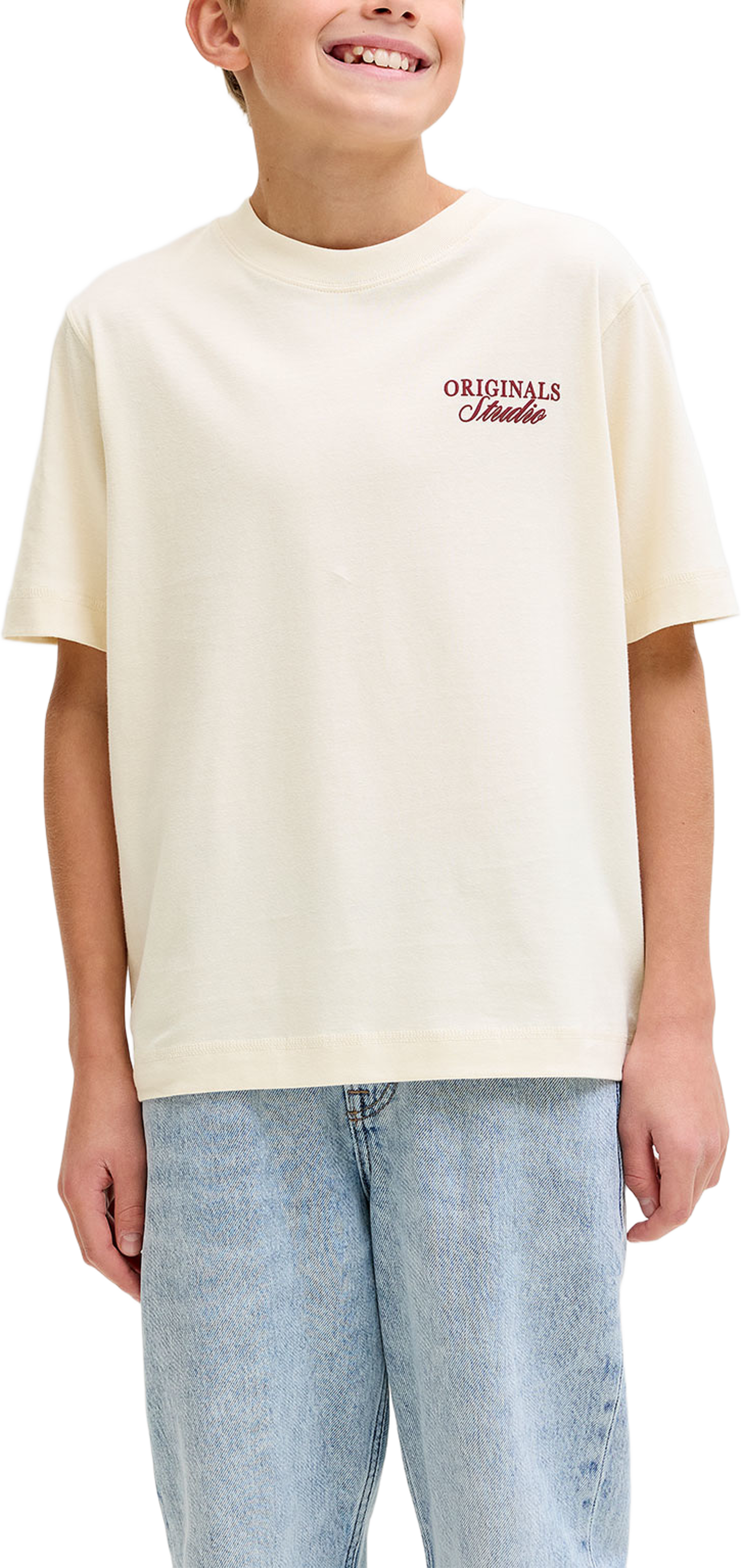 JORNORREBRO TYPO TEE SS CREW NECK SN JNR, från Jack & Jones, i färgen Antique White Ss 26. Klicka för att öppna bilden i stort format