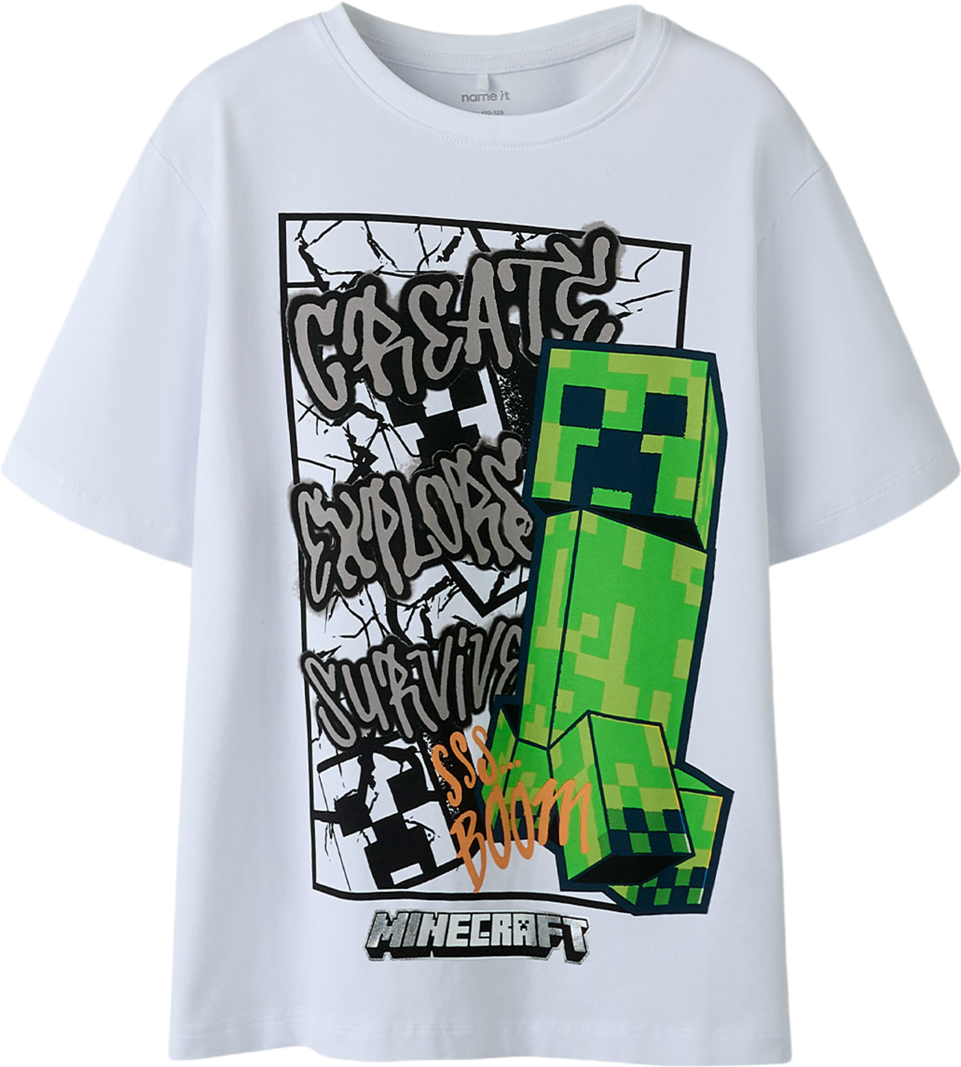NKMMASE MINECRAFT SS NREG TOP, från Name It, i färgen Bright White. Klicka för att öppna bilden i stort format