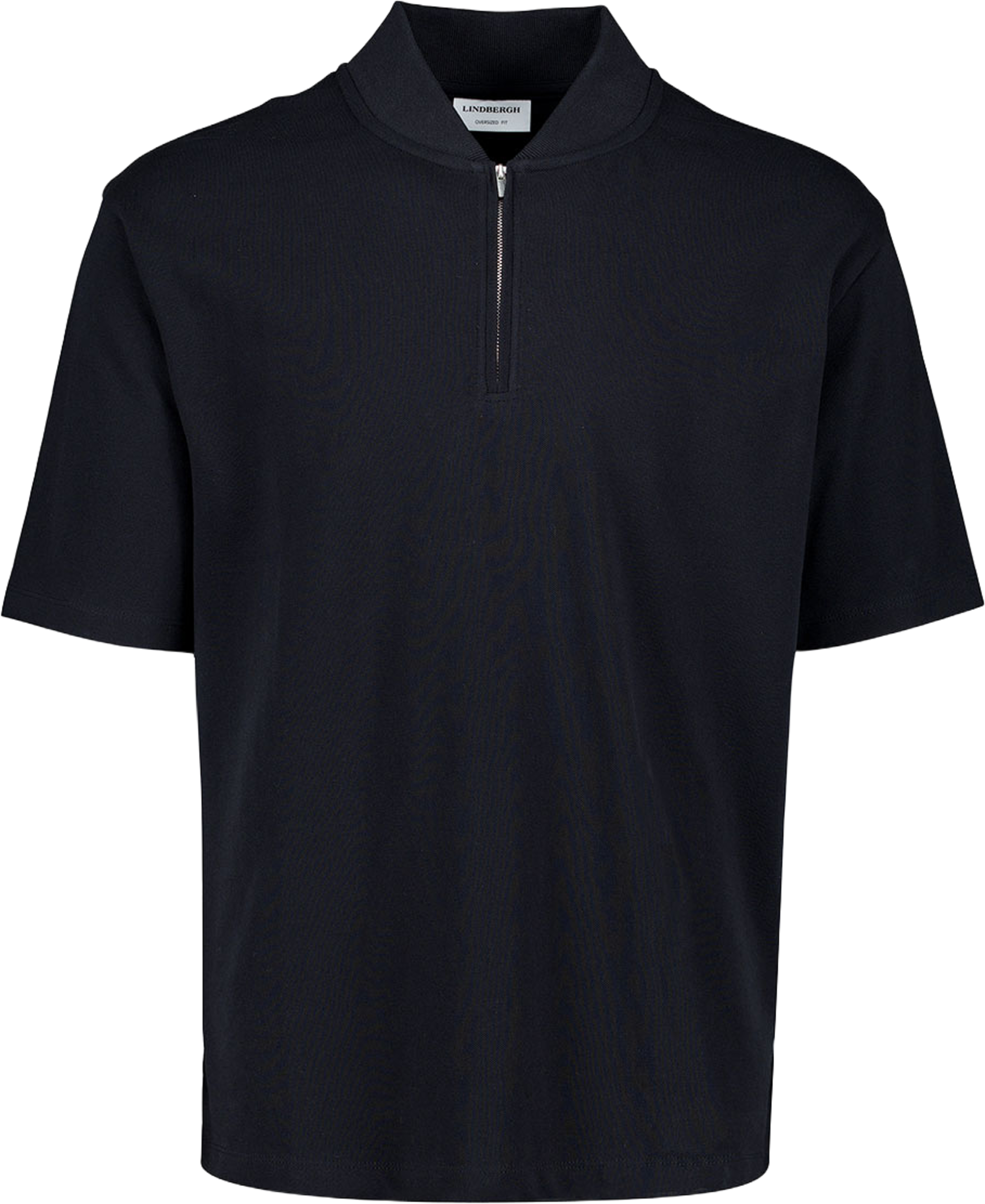 Pique S/S shirt w bomber colla Polo Pique, från Lindbergh, i färgen Space Black. Klicka för att öppna bilden i stort format