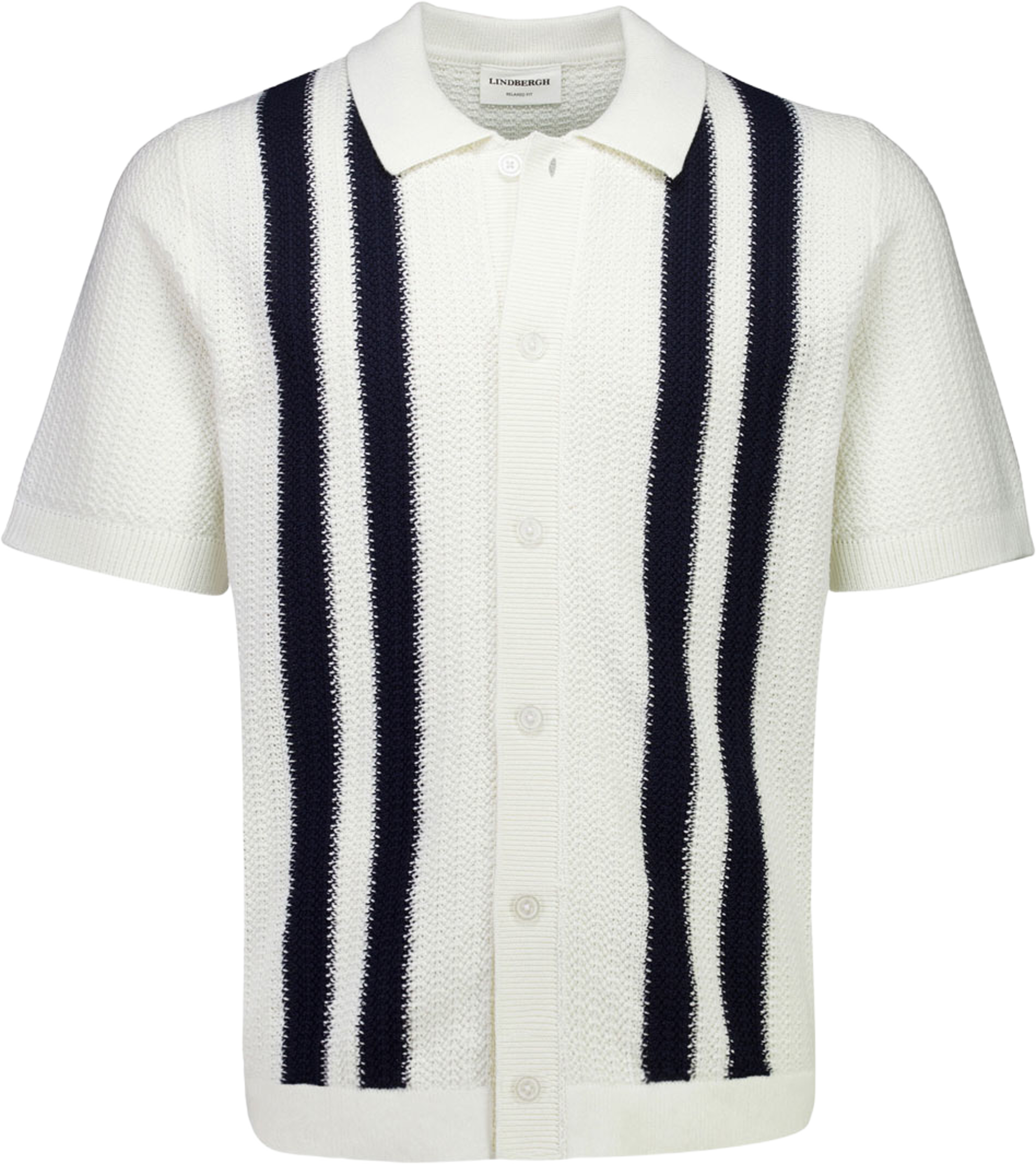 Knitted polo Knit, från Lindbergh, i färgen Off White. Klicka för att öppna bilden i stort format