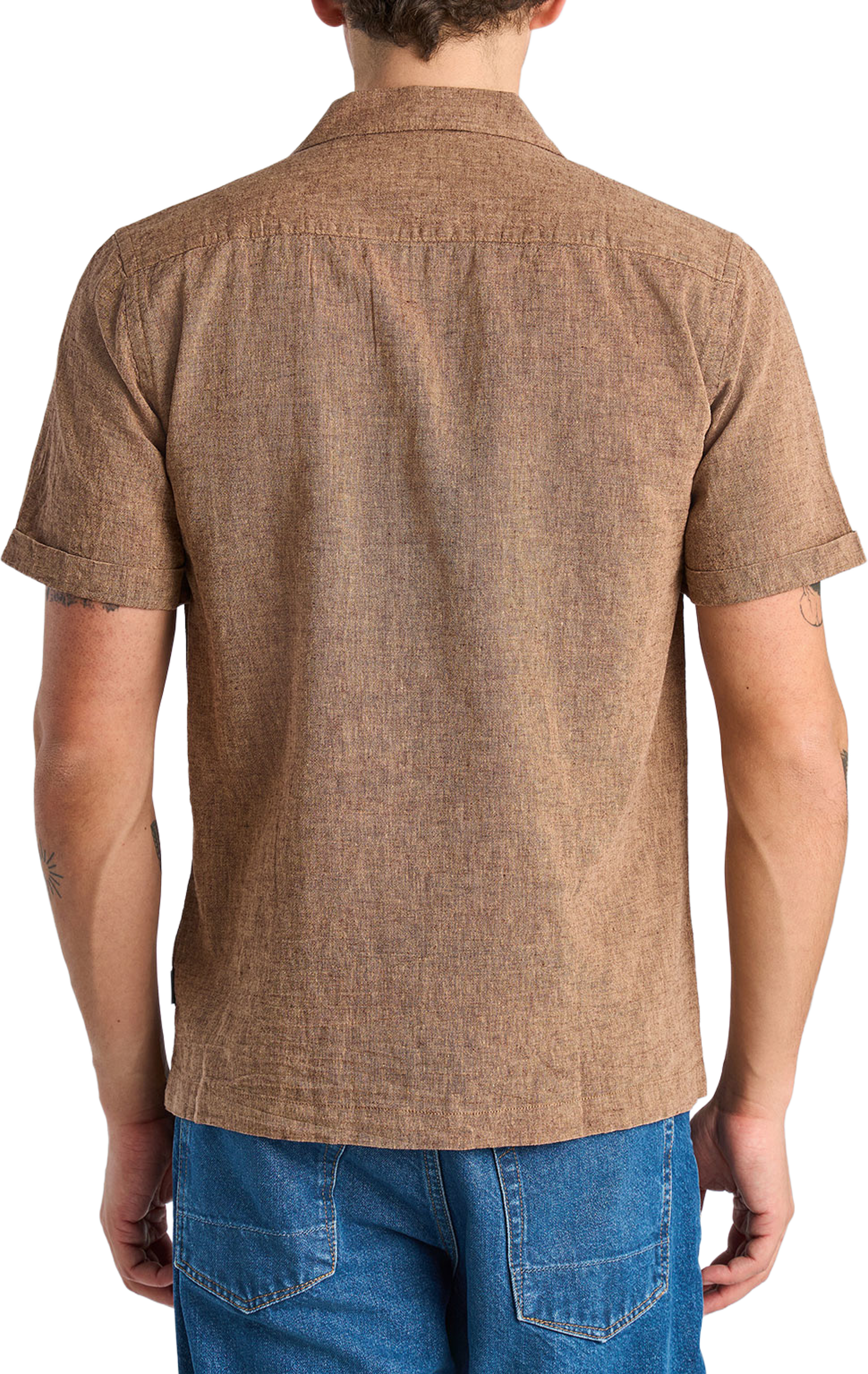 Cotton/linen resort shirt S/S, från Lindbergh, i färgen Brown. Klicka för att öppna bilden i stort format