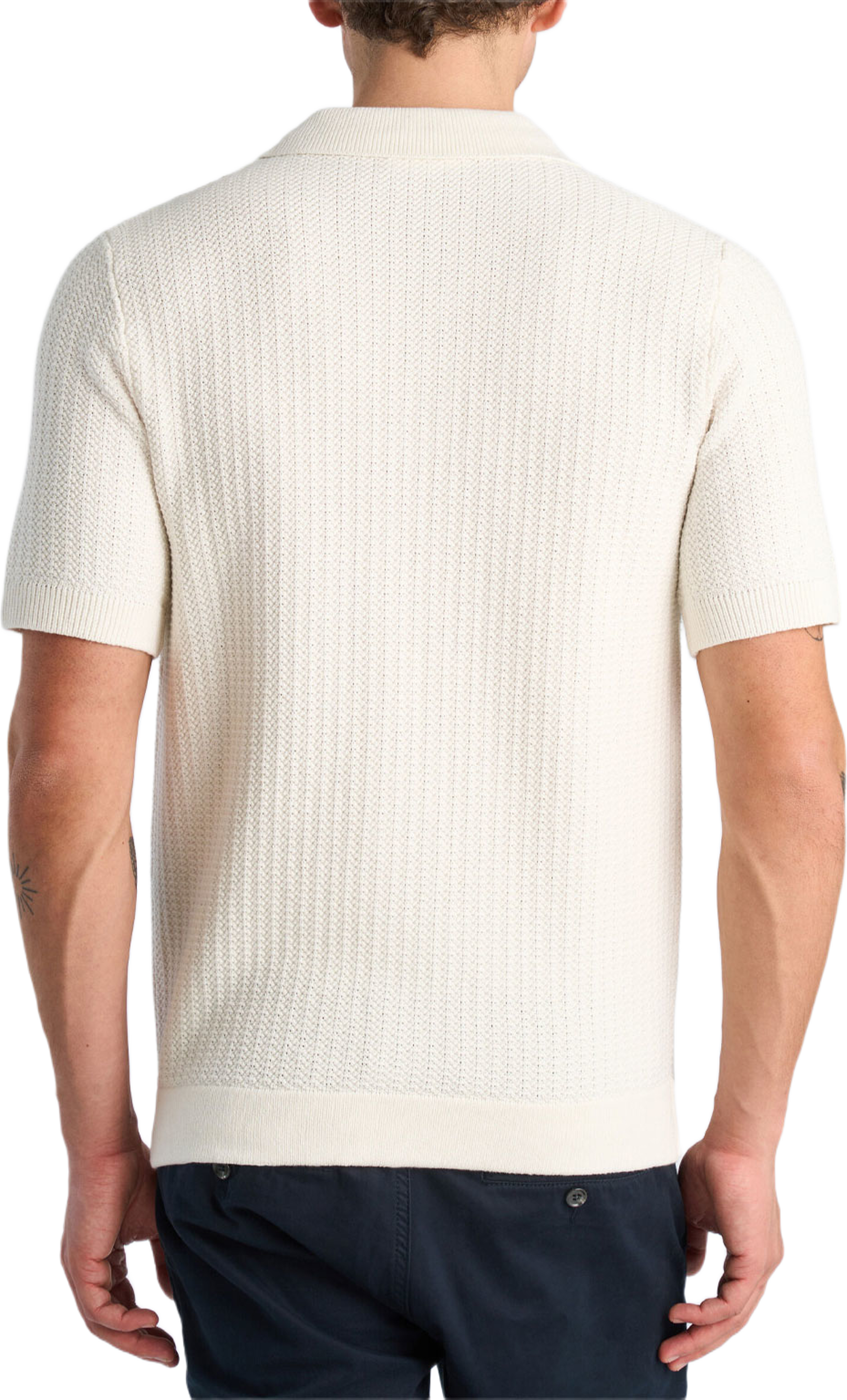 Knitted polo Knit, från Lindbergh, i färgen Sand. Klicka för att öppna bilden i stort format