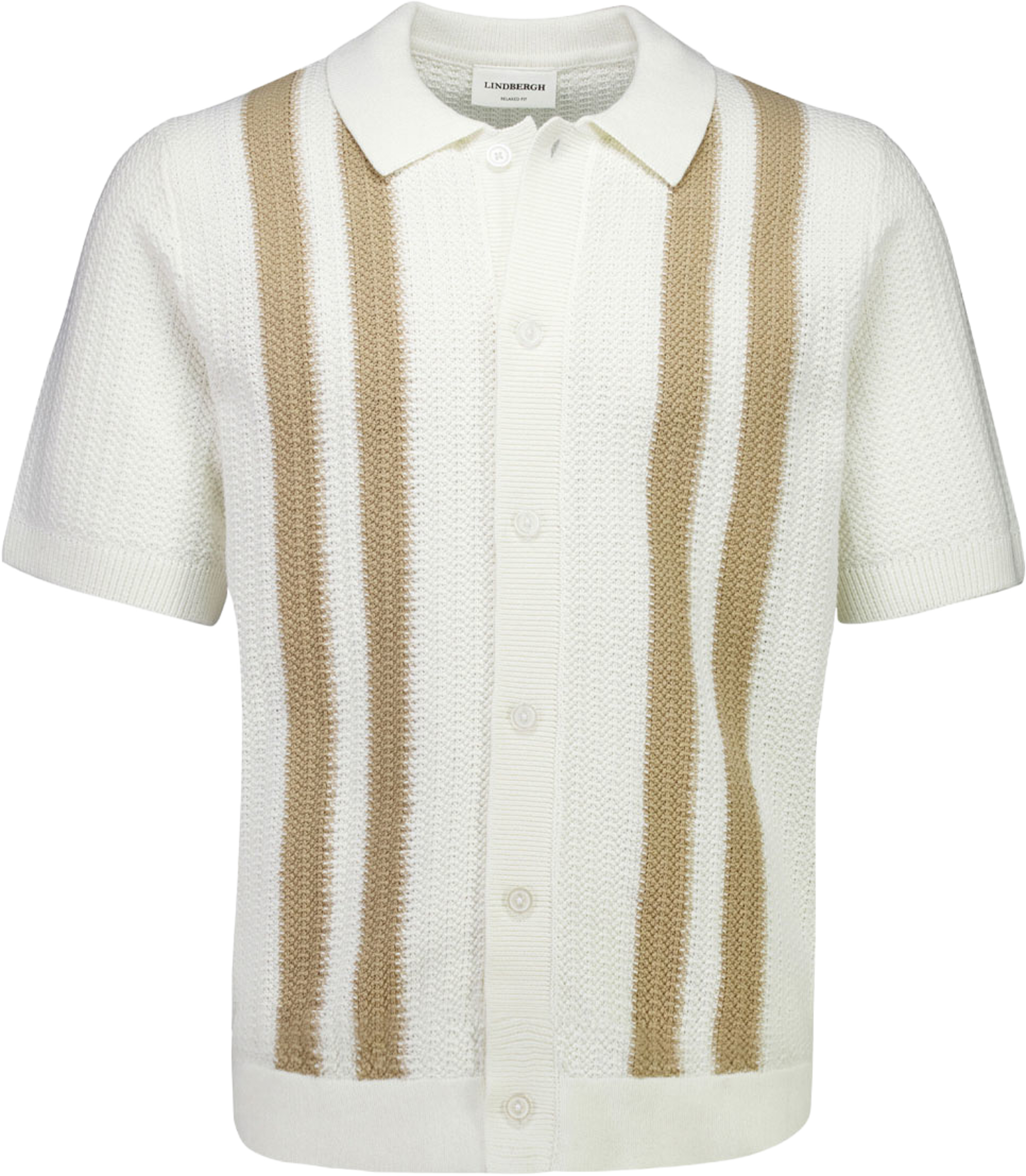 Knitted polo Knit, från Lindbergh, i färgen Sand. Klicka för att öppna bilden i stort format