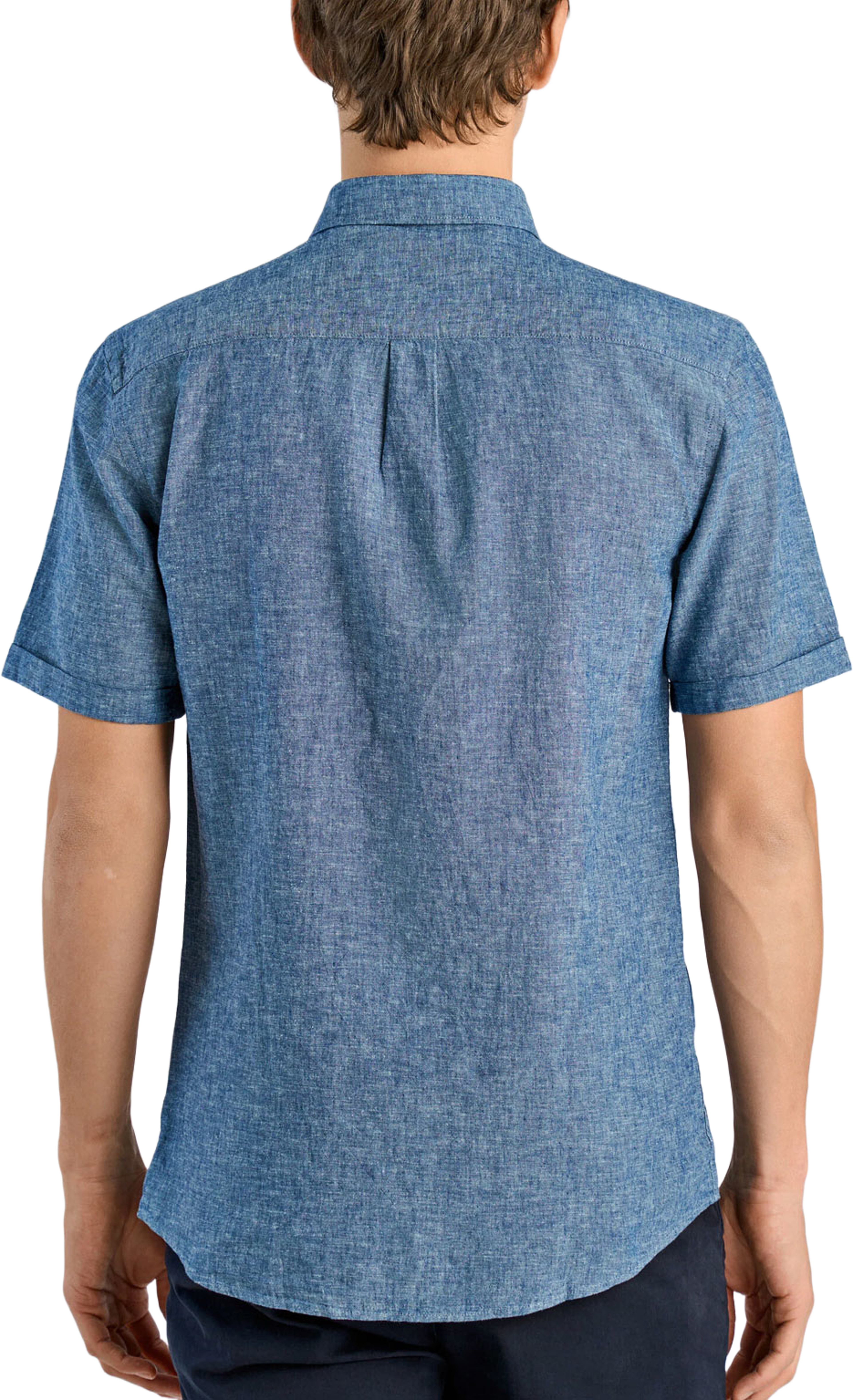 Cotton/linen resort shirt S/S, från Lindbergh, i färgen Navy. Klicka för att öppna bilden i stort format